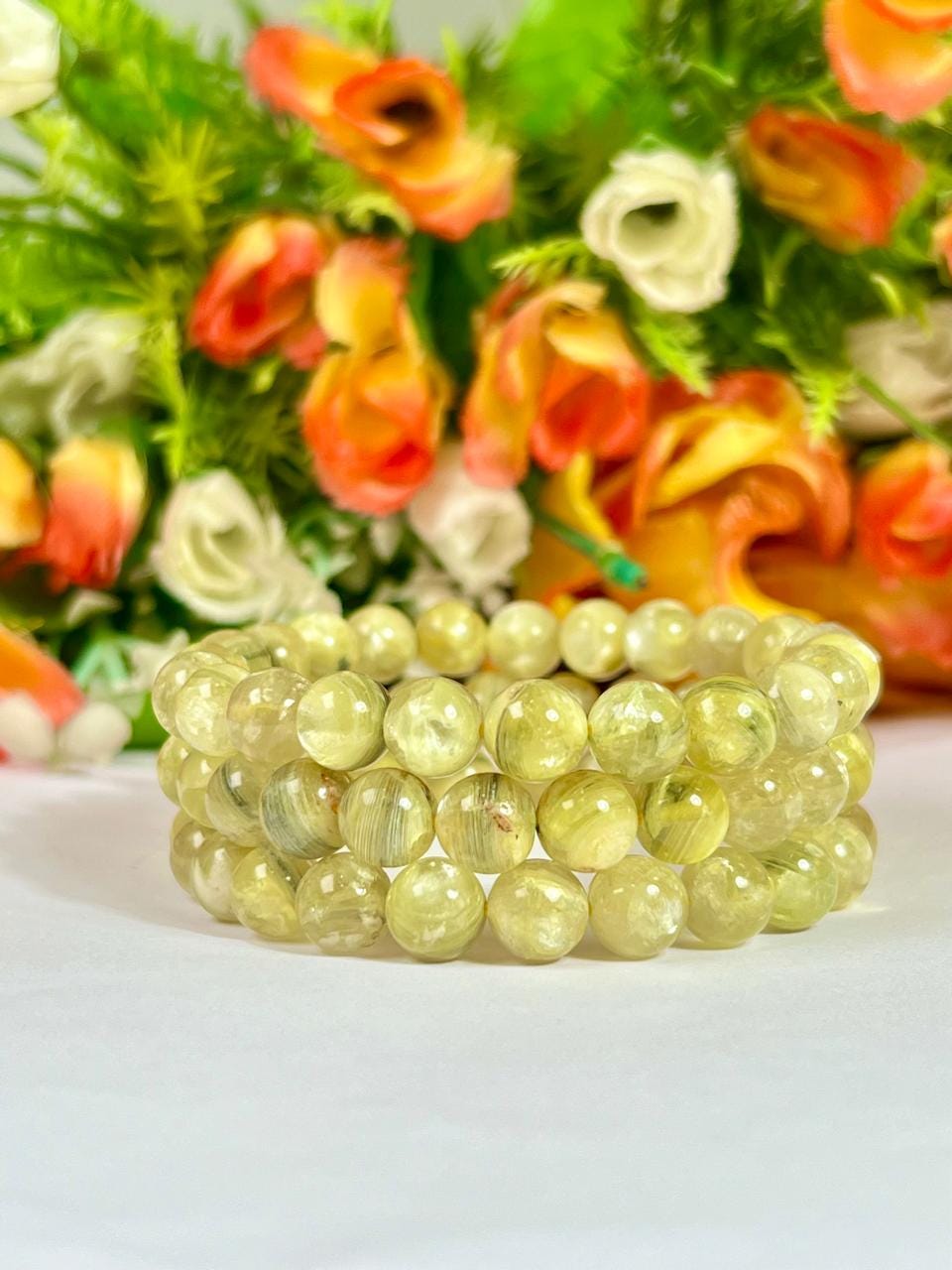 Muscovite Mica Stone Bracelet l Stretchable Bracelet l Unisex Bracelet l 8 MM Bracelet