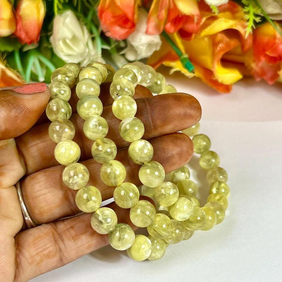 Muscovite Mica Stone Bracelet l Stretchable Bracelet l Unisex Bracelet l 8 MM Bracelet