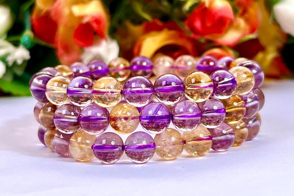 Ametrine Stone Bracelet l Stretchable Bracelet l Unisex Bracelet l 8 MM Bracelet