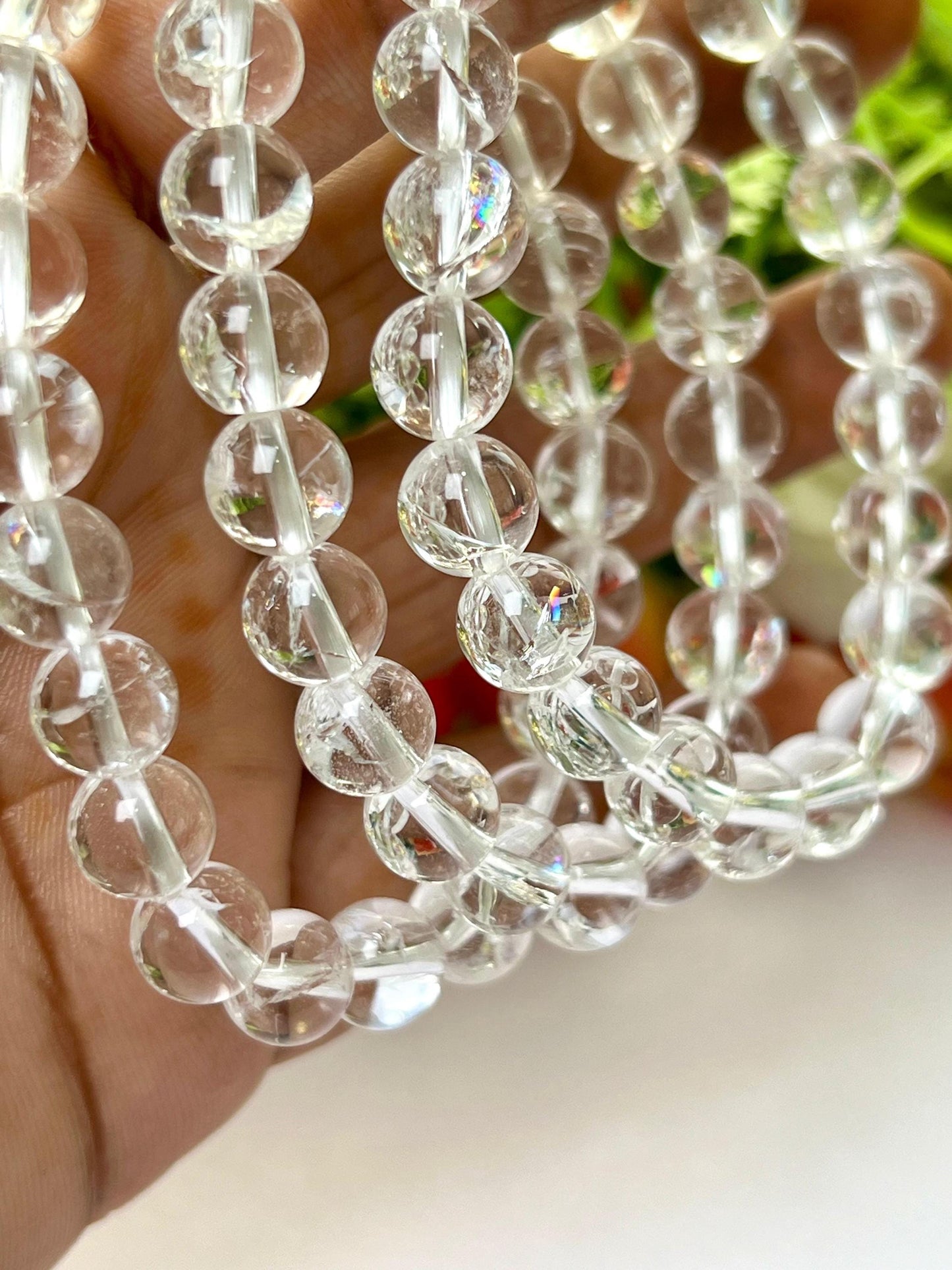 Rainbow Anandalite Quartz Aurora Quartz Crystal Stone Bracelet l Stretchable Bracelet l Unisex Bracelet l 8 MM Bracelet