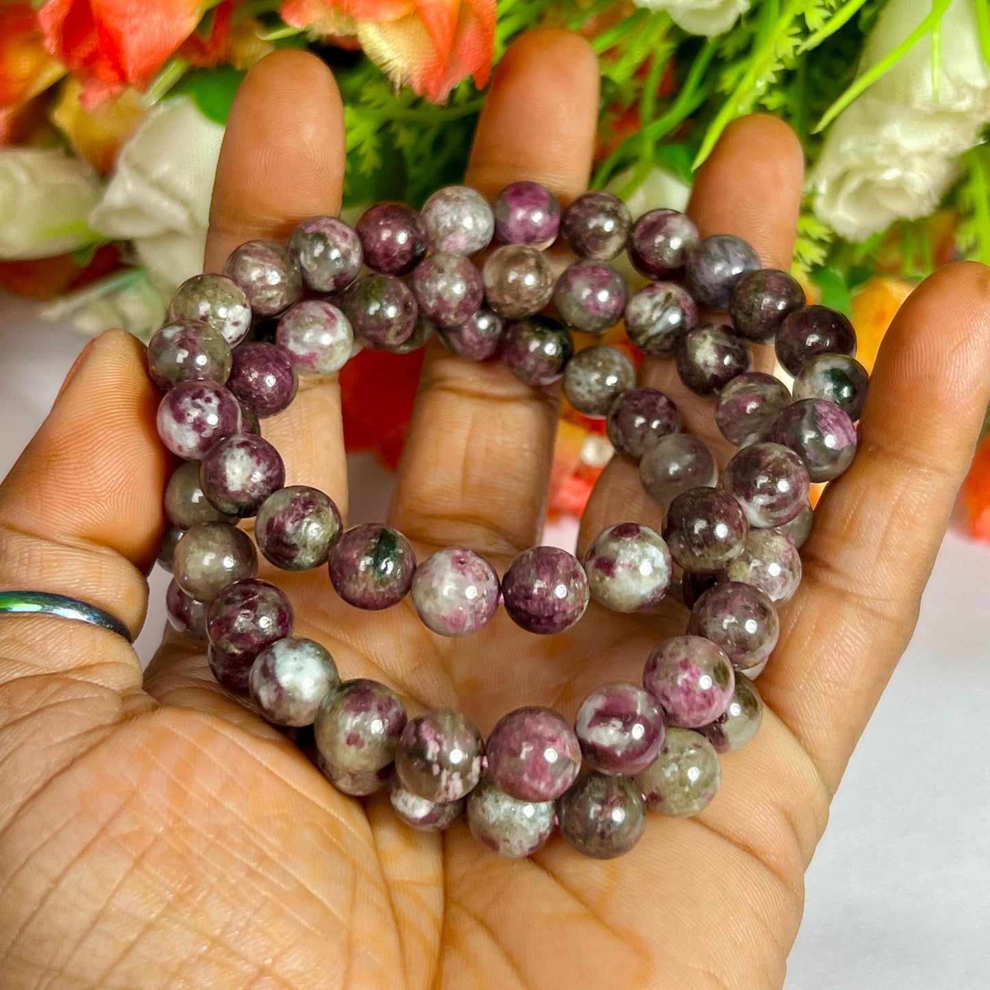 Kakortokite Stone Bracelet l Stretchable Bracelet l Unisex Bracelet l 8 MM Bracelet