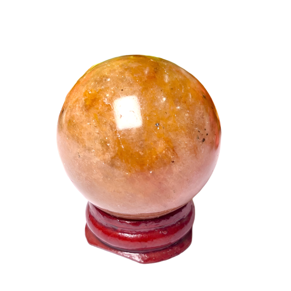 Golden Healer Stone Sphere 40 MM Crystal Ball Orb Pocket Stone Meditation Space Crystal Grid With wooden Stand