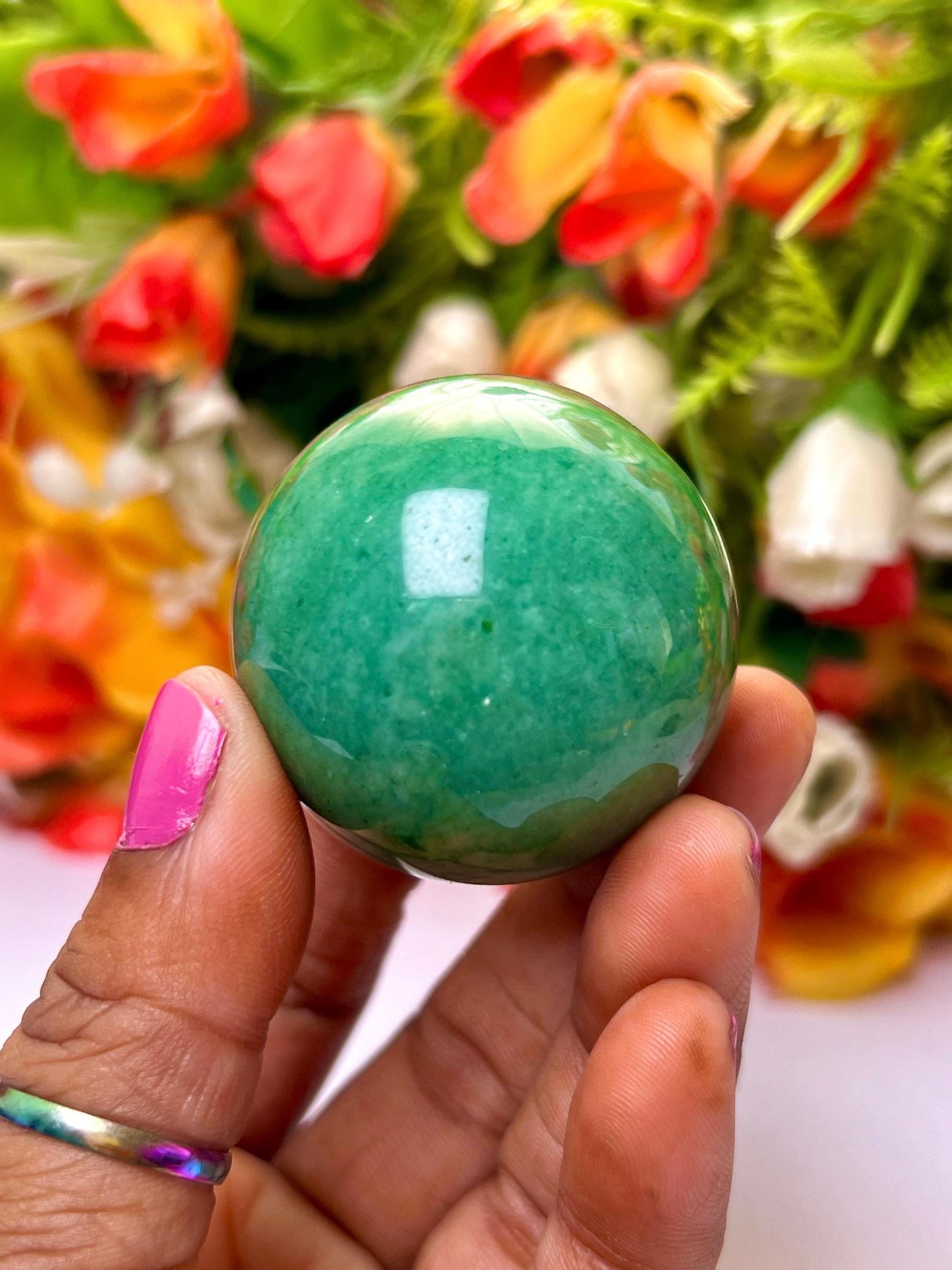 Green Aventurine Stone Sphere 40 MM Crystal Ball Orb Pocket Stone Meditation Space Crystal Grid With wooden Stand