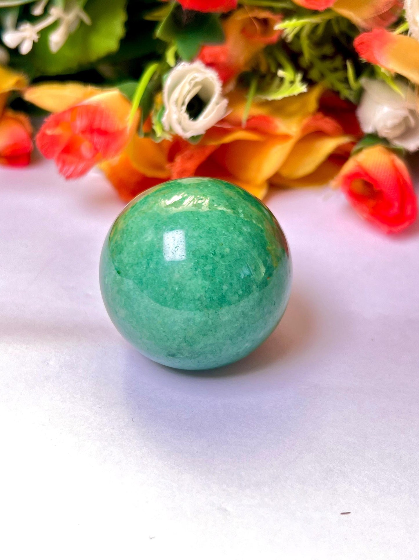 Green Aventurine Stone Sphere 40 MM Crystal Ball Orb Pocket Stone Meditation Space Crystal Grid With wooden Stand