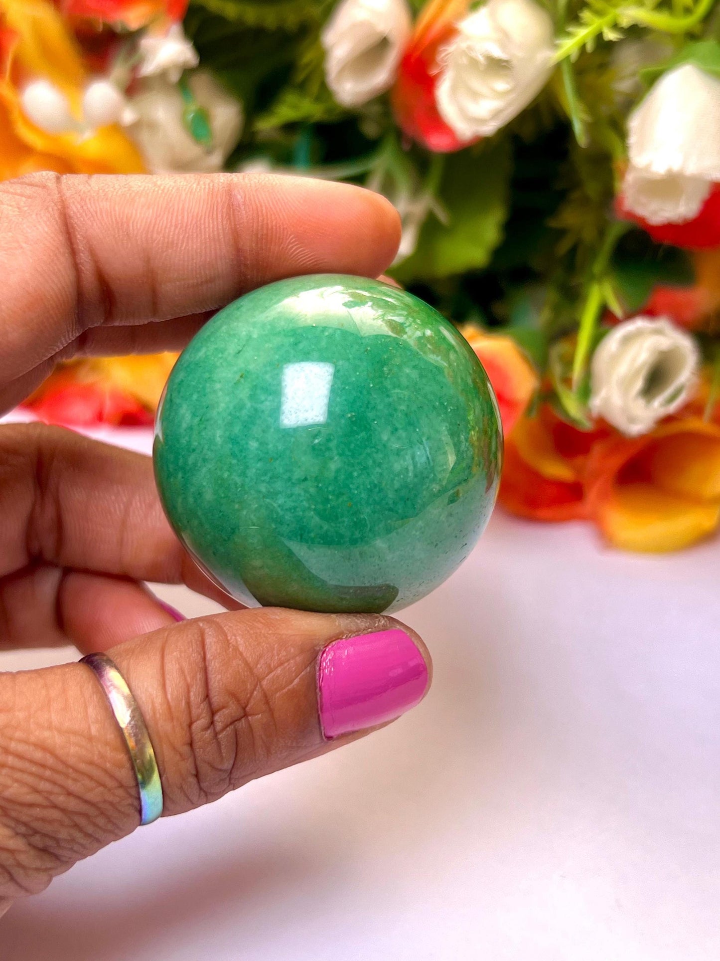 Green Aventurine Stone Sphere 40 MM Crystal Ball Orb Pocket Stone Meditation Space Crystal Grid With wooden Stand