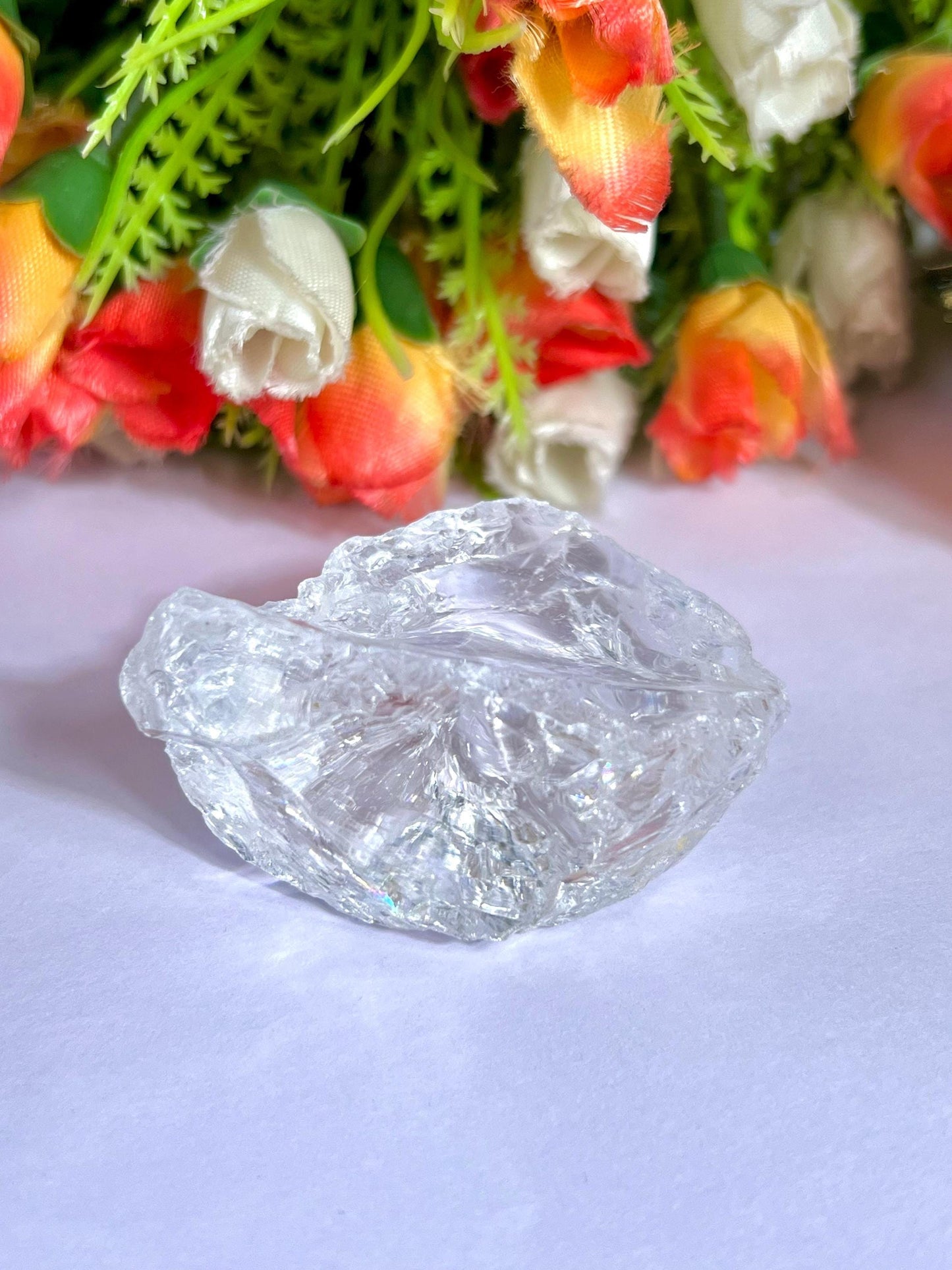 Premium Rainbow Satyaloka Quartz Crystal Natural Rough Stone with Beautiful Rainbow 70 Gram