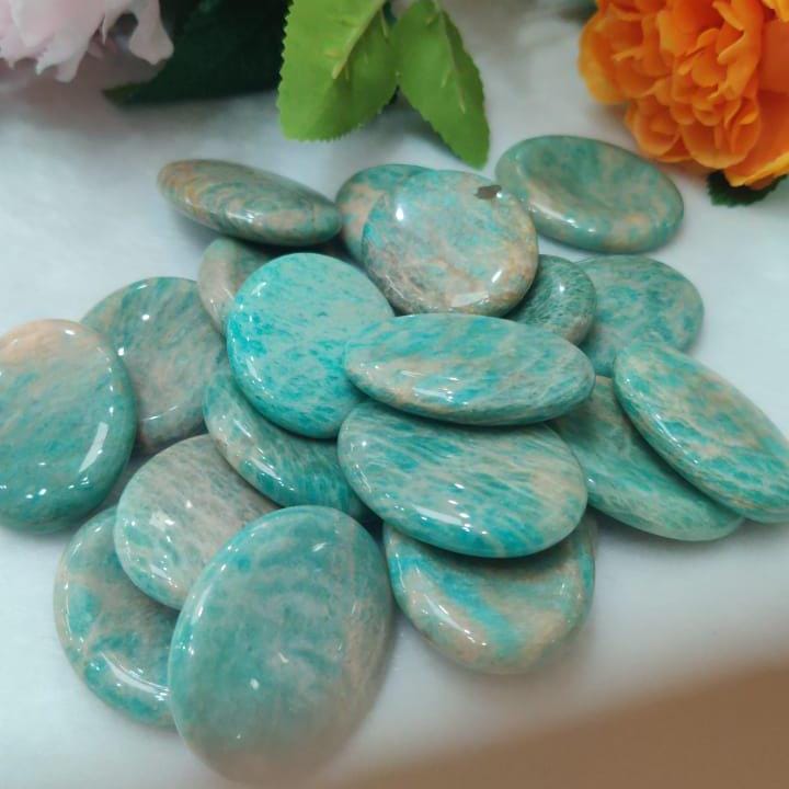 Amazonite Worry Stone – Crystal Worry Stone – Pocket Stone – Healing Crystal - 4.5x3.5cm