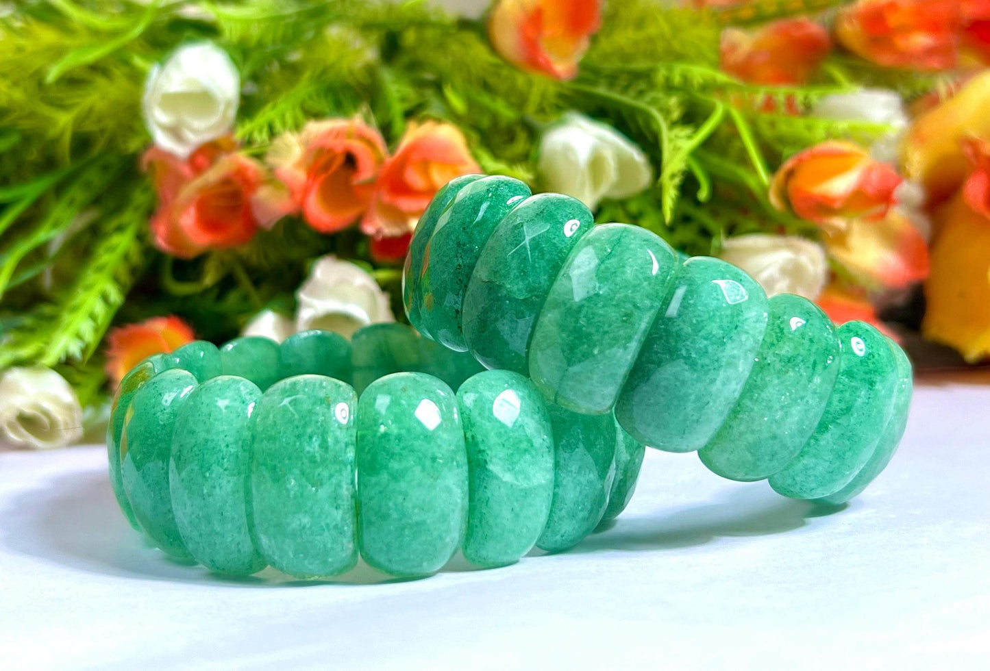 25 MM Green Aventurine Stone Bracelet l Stretchable Bracelet High Grade