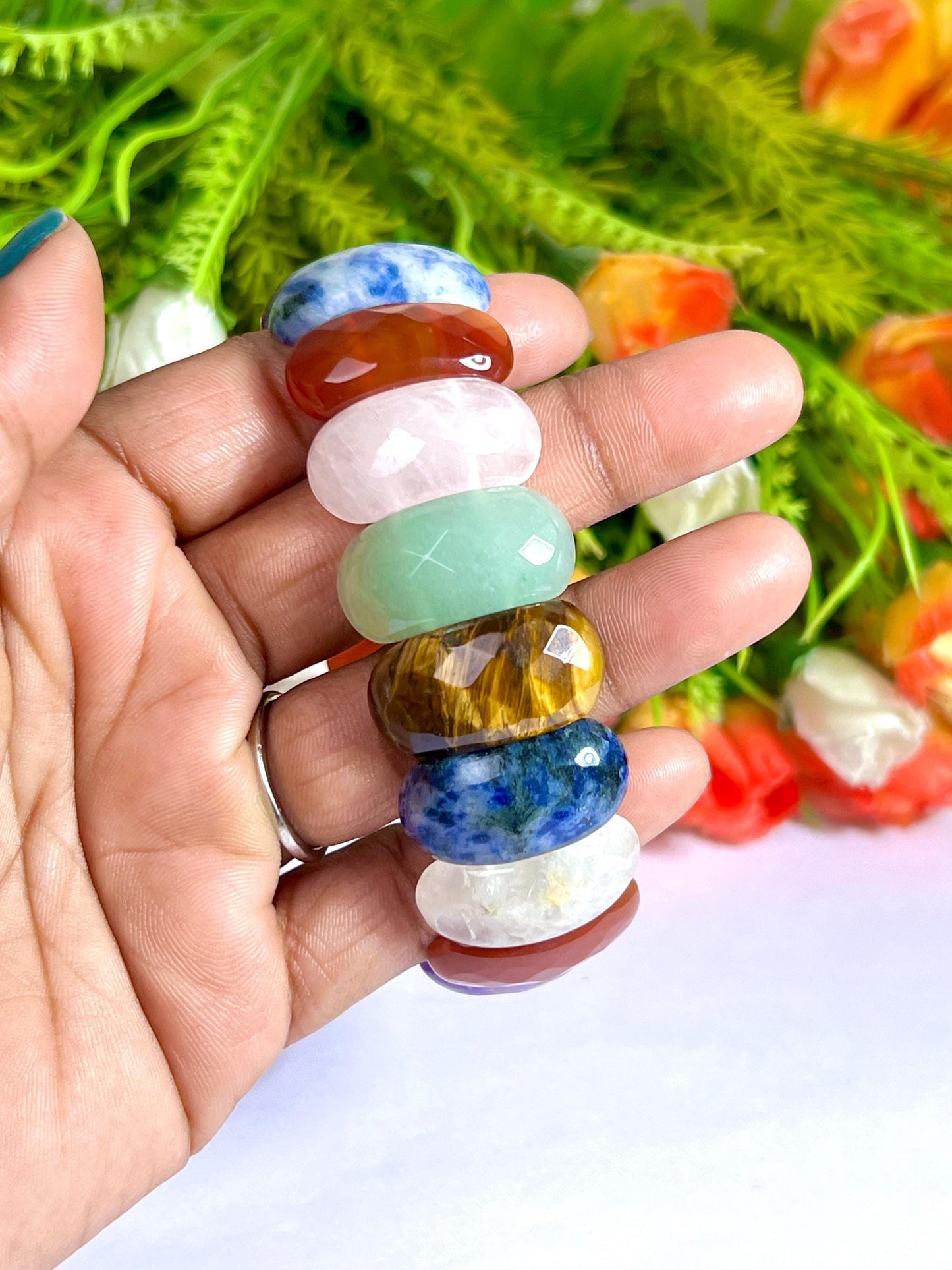 25 MM All Chakra Stone Bracelet l Stretchable Bracelet