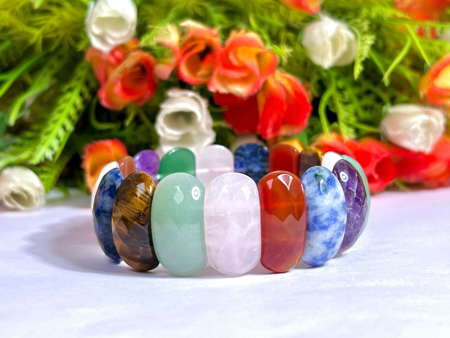 25 MM All Chakra Stone Bracelet l Stretchable Bracelet