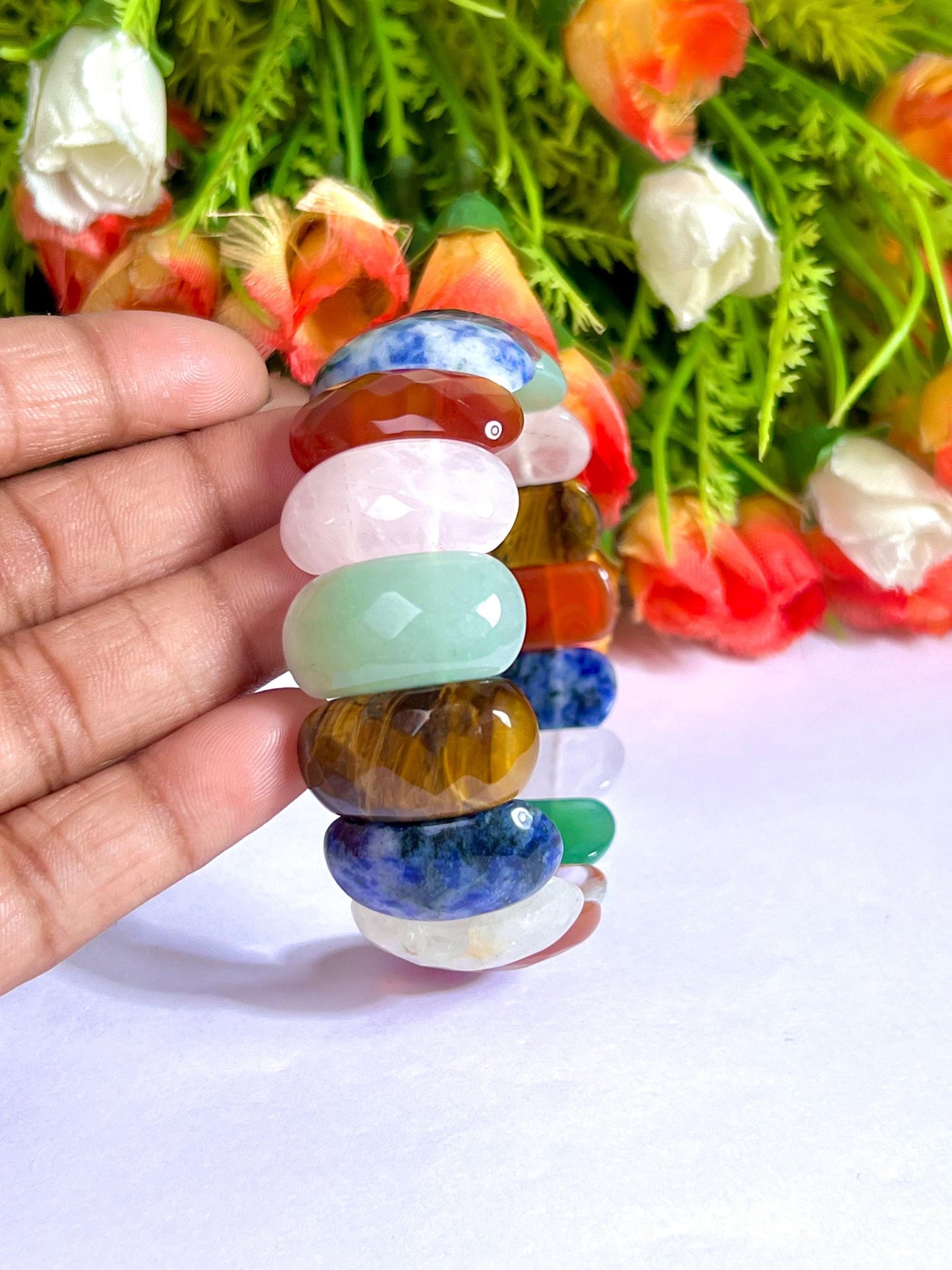 25 MM All Chakra Stone Bracelet l Stretchable Bracelet