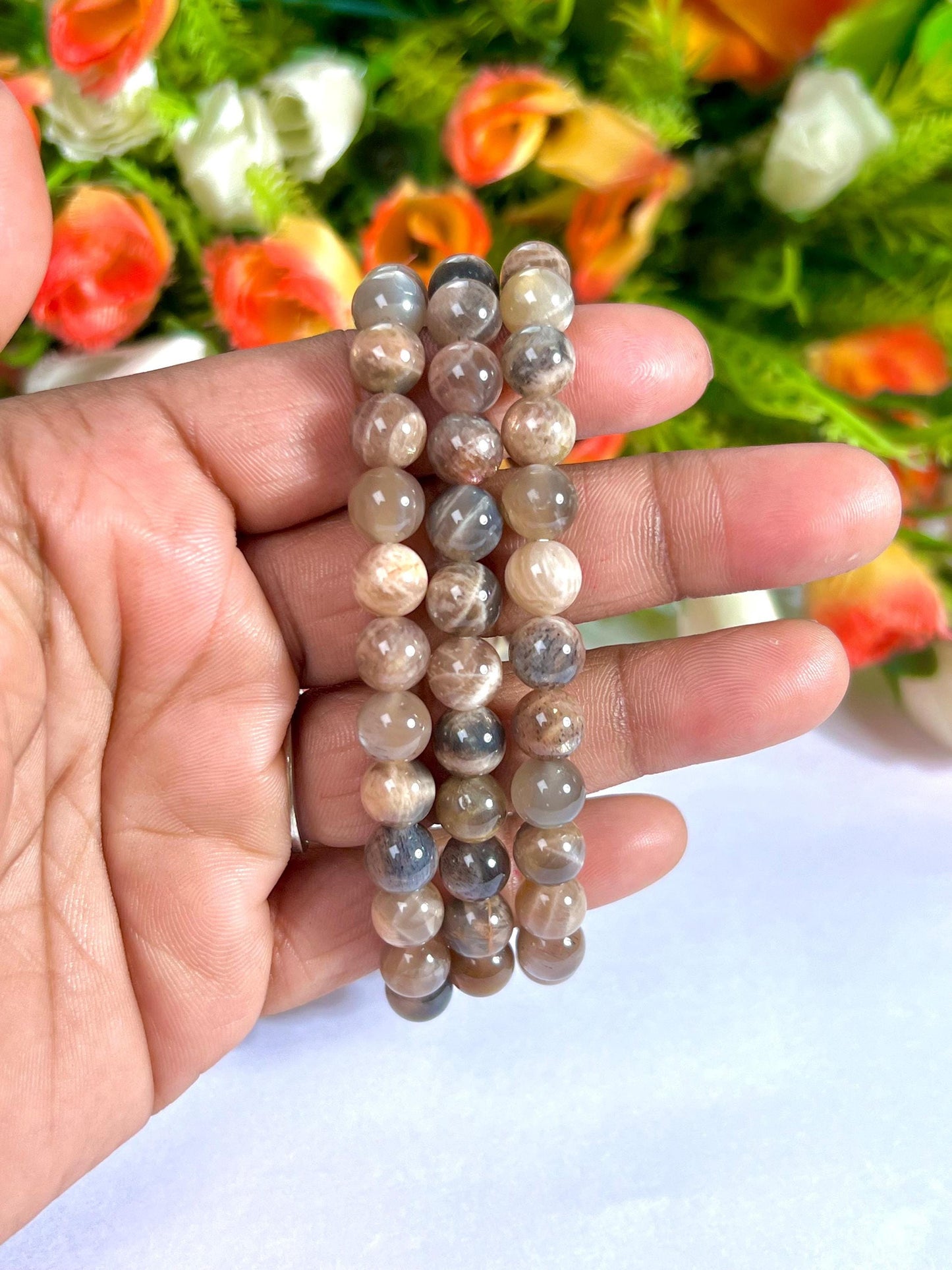 Black Moonstone Stone Bracelet l Stretchable Bracelet l Unisex Bracelet l 8 MM Bracelet AAA+++