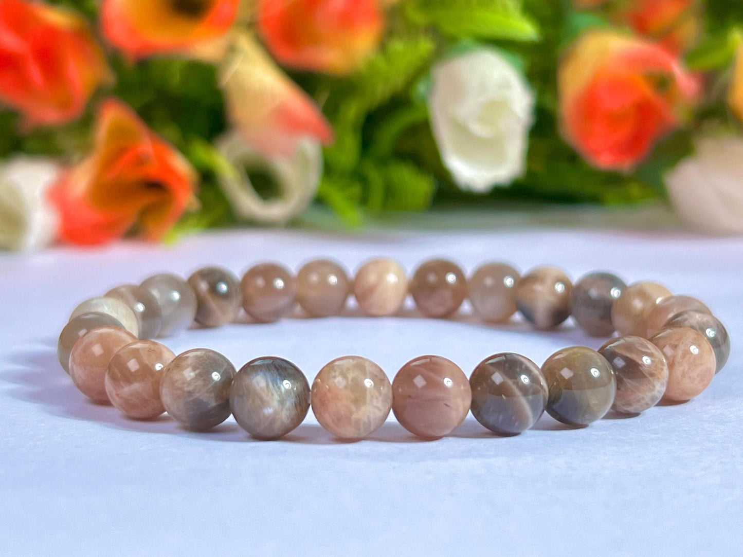 Black Moonstone Stone Bracelet l Stretchable Bracelet l Unisex Bracelet l 8 MM Bracelet AAA+++