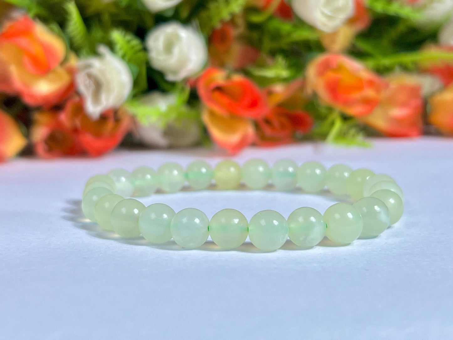 Burma Jade Stone Bracelet l Stretchable Bracelet l Unisex Bracelet l 8 MM Bracelet