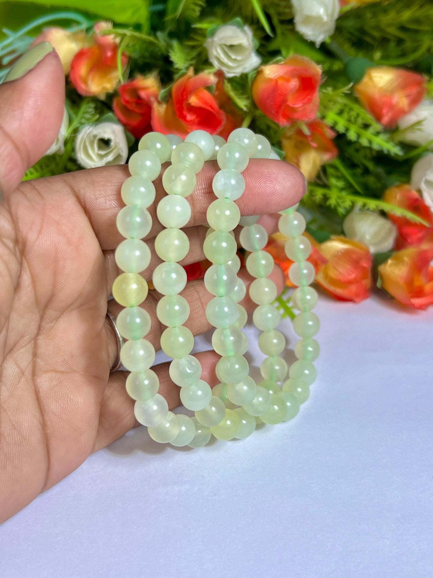 Burma Jade Stone Bracelet l Stretchable Bracelet l Unisex Bracelet l 8 MM Bracelet