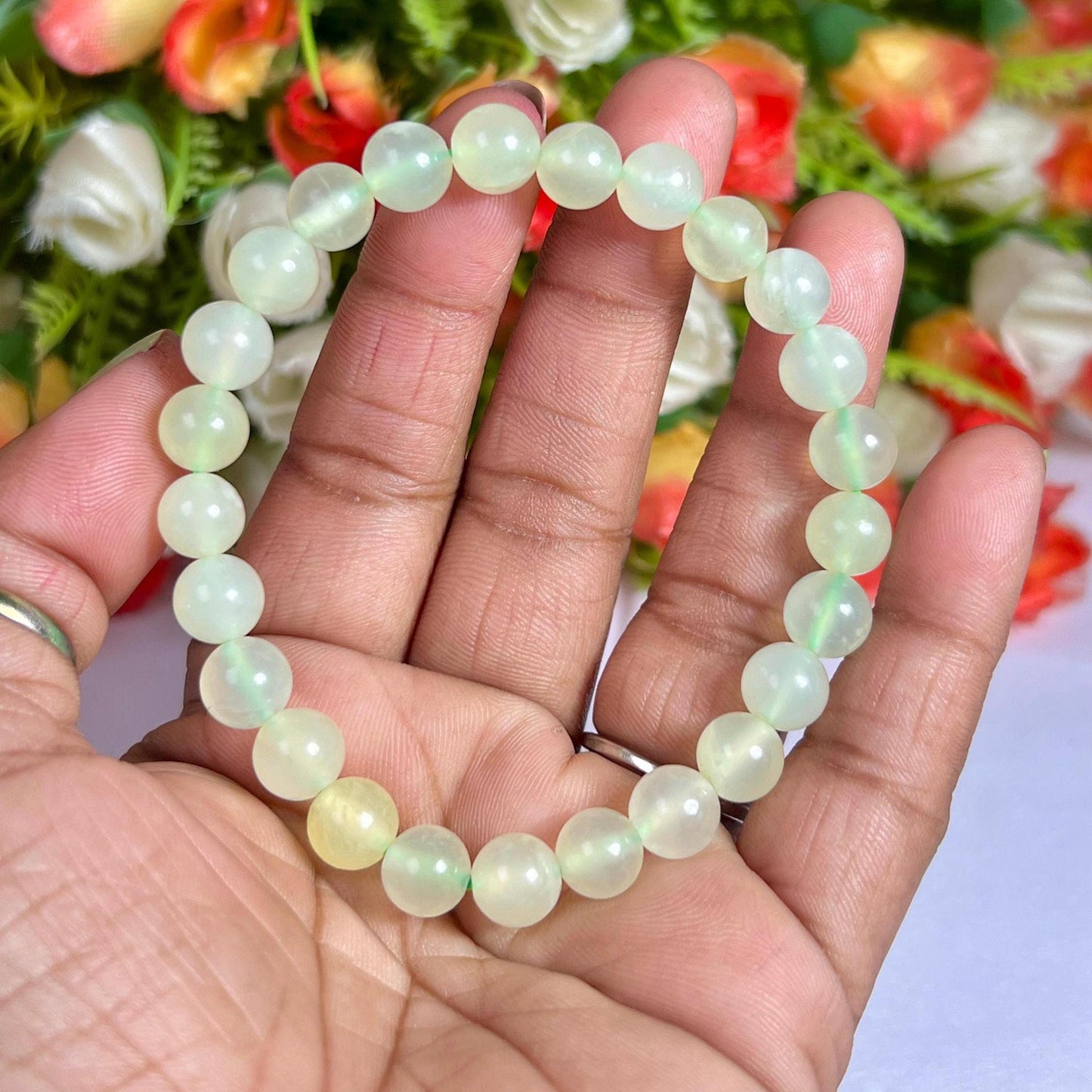 Burma Jade Stone Bracelet l Stretchable Bracelet l Unisex Bracelet l 8 MM Bracelet