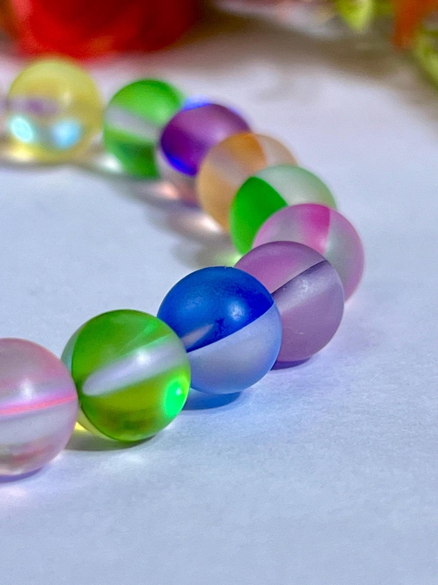 Rainbow Aurora Aura Quartz Stone Bracelet l Stretchable Bracelet l Unisex Bracelet l 8 MM Bracelet