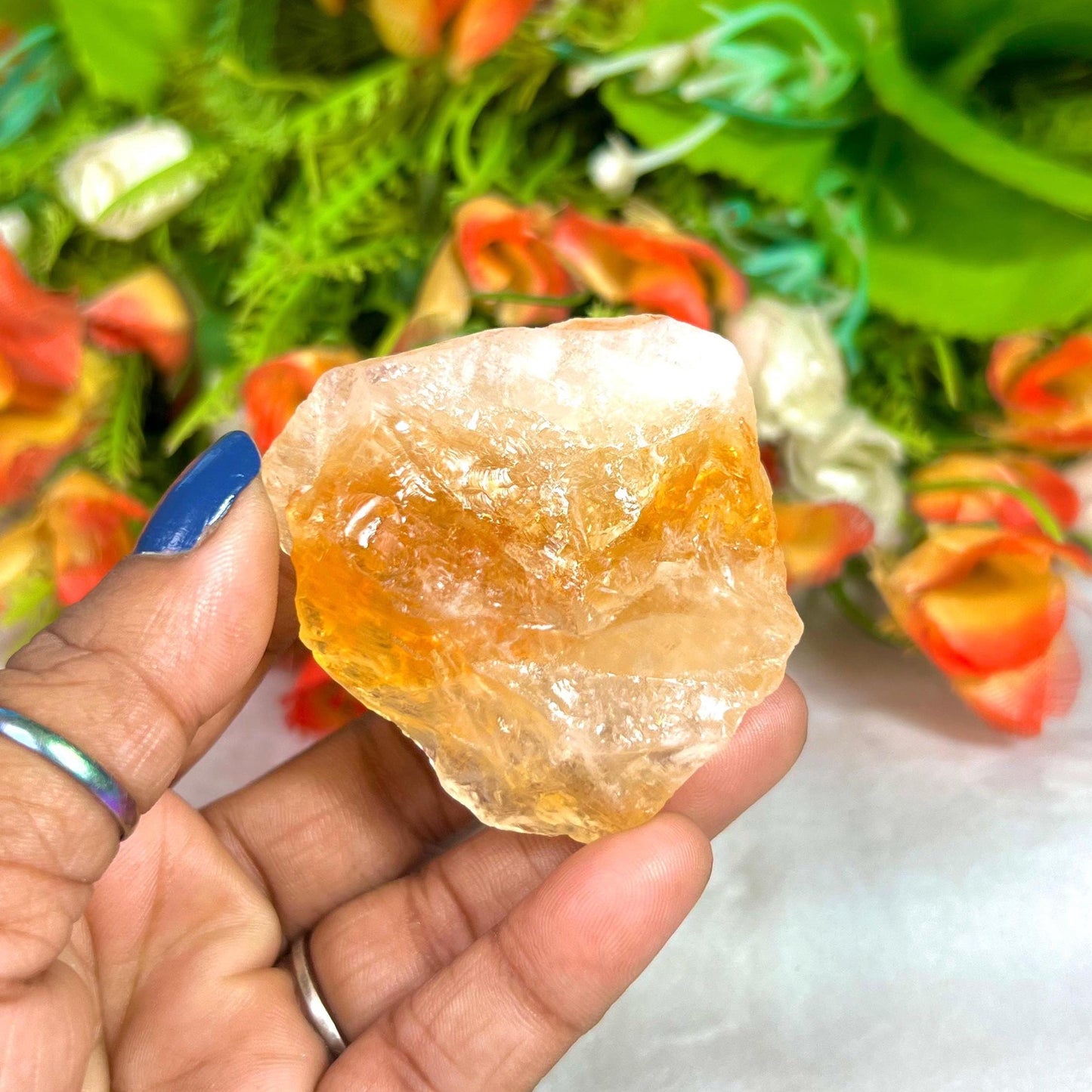 Premium Citrine Stone Natural Rough Stone with Beautiful Rainbow 74 Gram