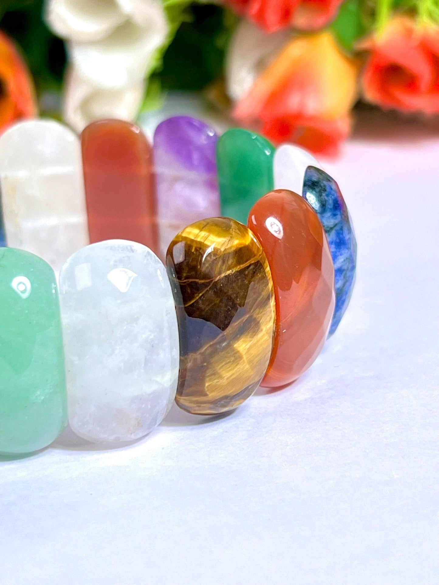 25 MM All Chakra Stone Bracelet l Stretchable Bracelet