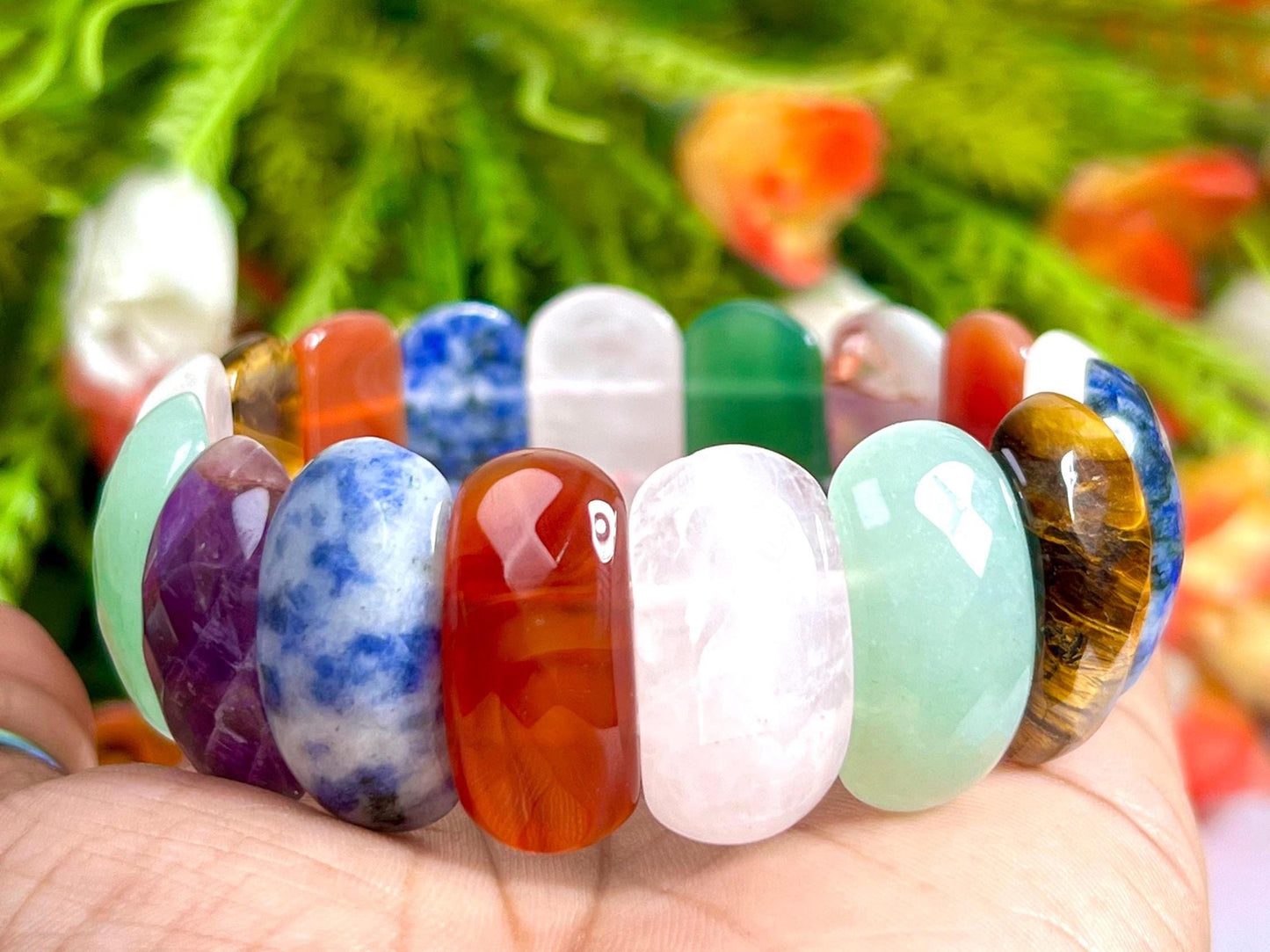 25 MM All Chakra Stone Bracelet l Stretchable Bracelet
