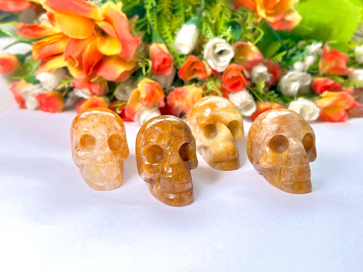 Golden Healer Quartz Crystal Stone Skull 2 Inch Feng Shui Vastu , Home & Office Décor, Housewarming Gift