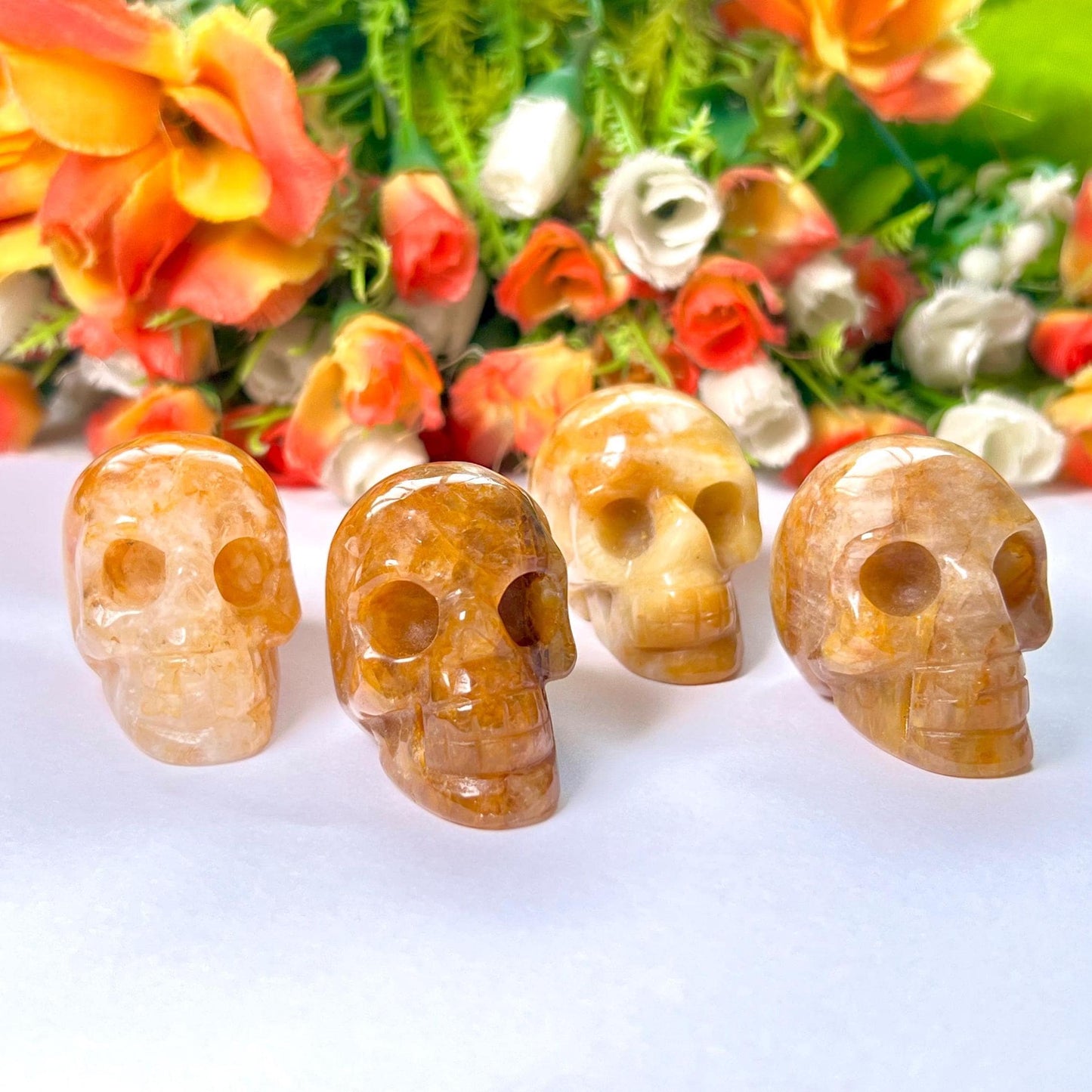 Golden Healer Quartz Crystal Stone Skull 2 Inch Feng Shui Vastu , Home & Office Décor, Housewarming Gift
