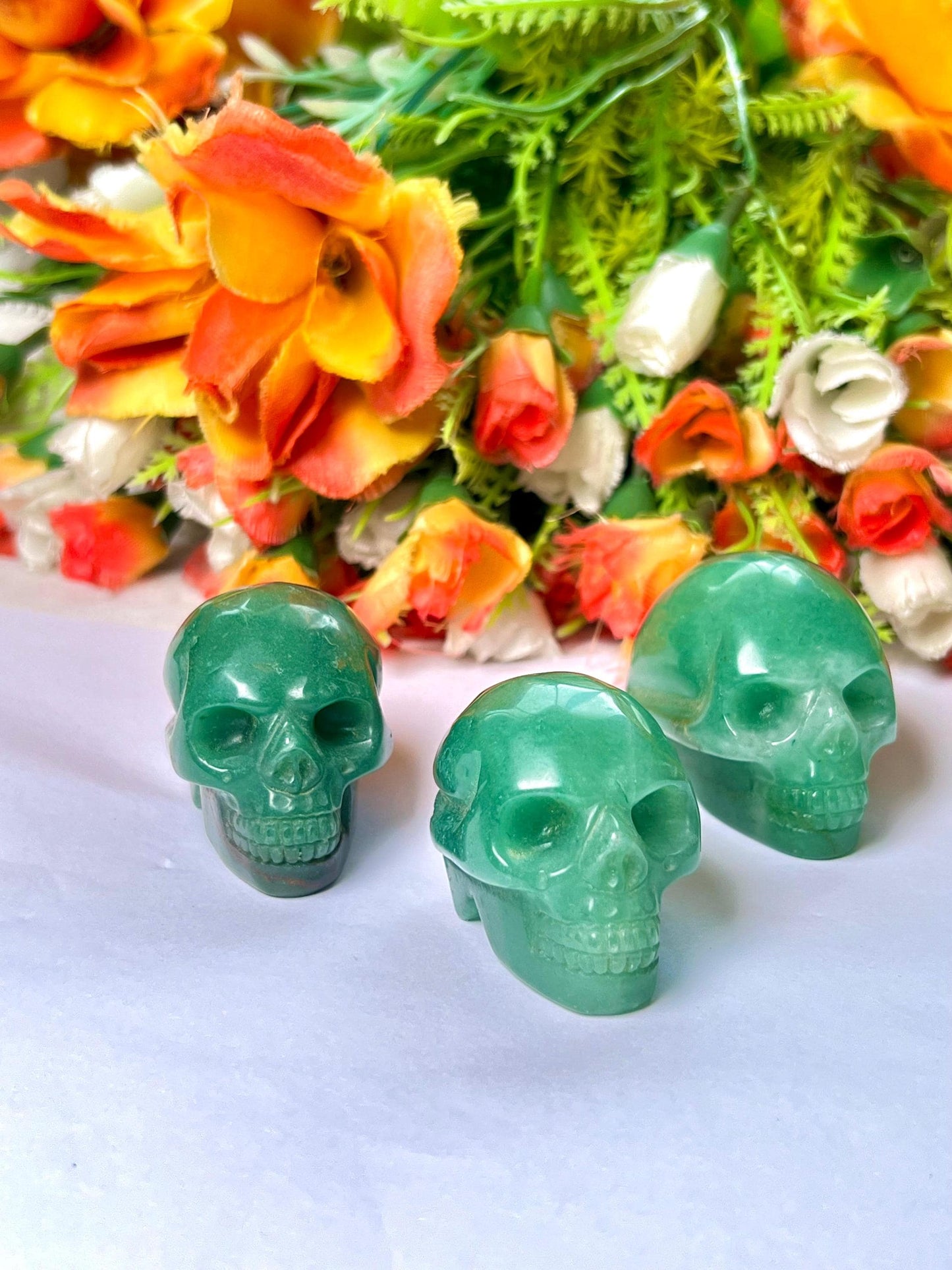Green Jade Crystal Stone Skull 2 Inch Feng Shui Vastu , Home & Office Décor, Housewarming Gift