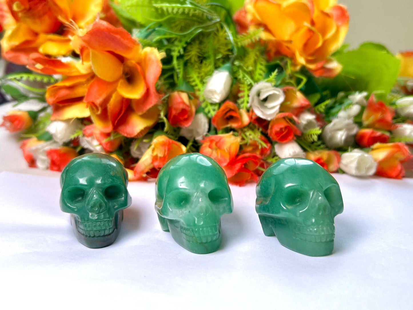 Green Jade Crystal Stone Skull 2 Inch Feng Shui Vastu , Home & Office Décor, Housewarming Gift