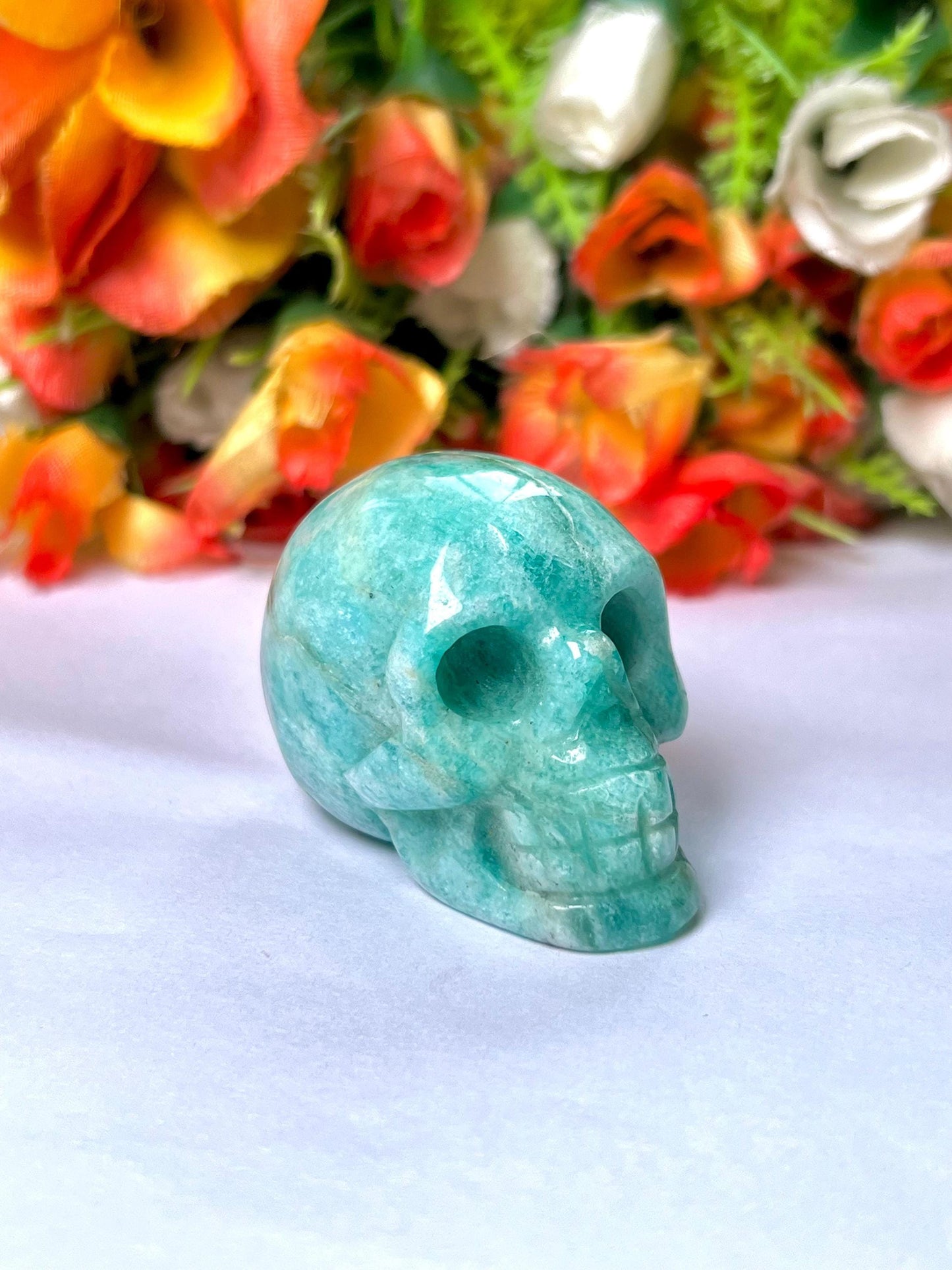 Amazonite Crystal Stone Skull 2 Inch Feng Shui Vastu , Home & Office Décor, Housewarming Gift