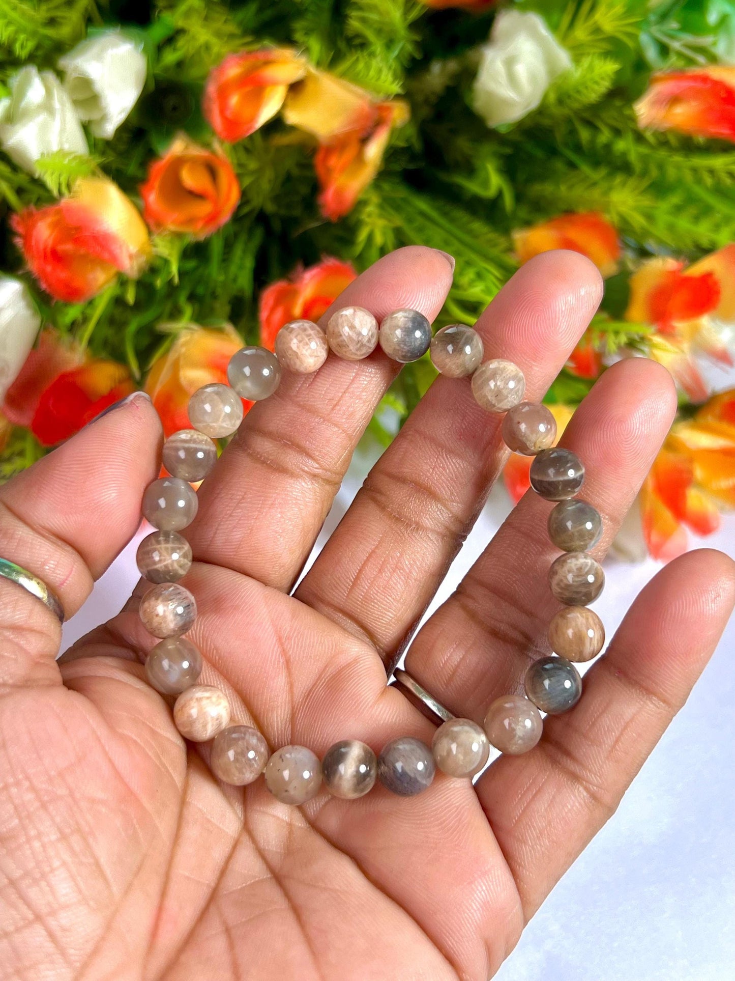 Black Moonstone Stone Bracelet l Stretchable Bracelet l Unisex Bracelet l 8 MM Bracelet AAA+++