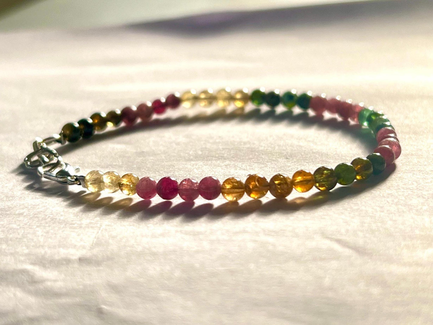 4 MM Watermelon Tourmaline Stone Bracelet l Stretchable Bracelet l Unisex Bracelet