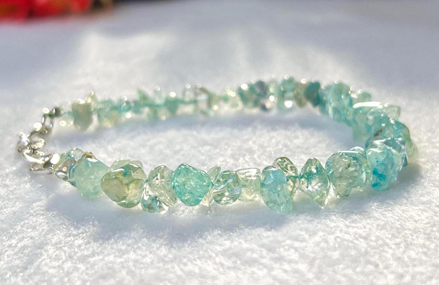 Blue Neon Apatite Stone Bracelet l Adjustable Bracelet l Unisex Bracelet