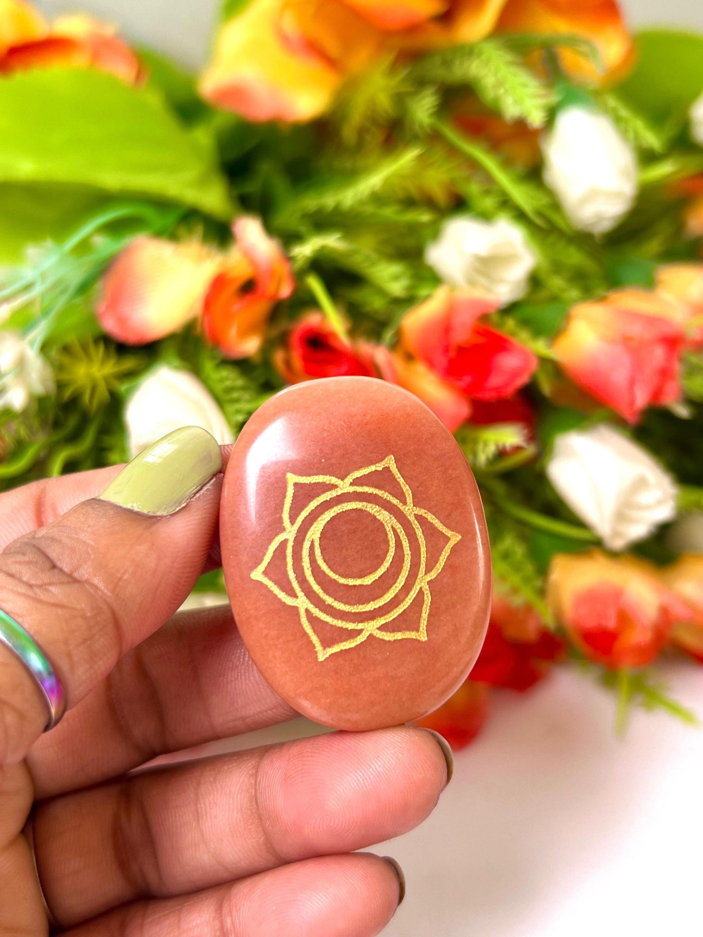 7 Seven Chakra Stones Oval Set With Switch Words, Engraved Healing Crystals Chakra Kit With Gift Pouch