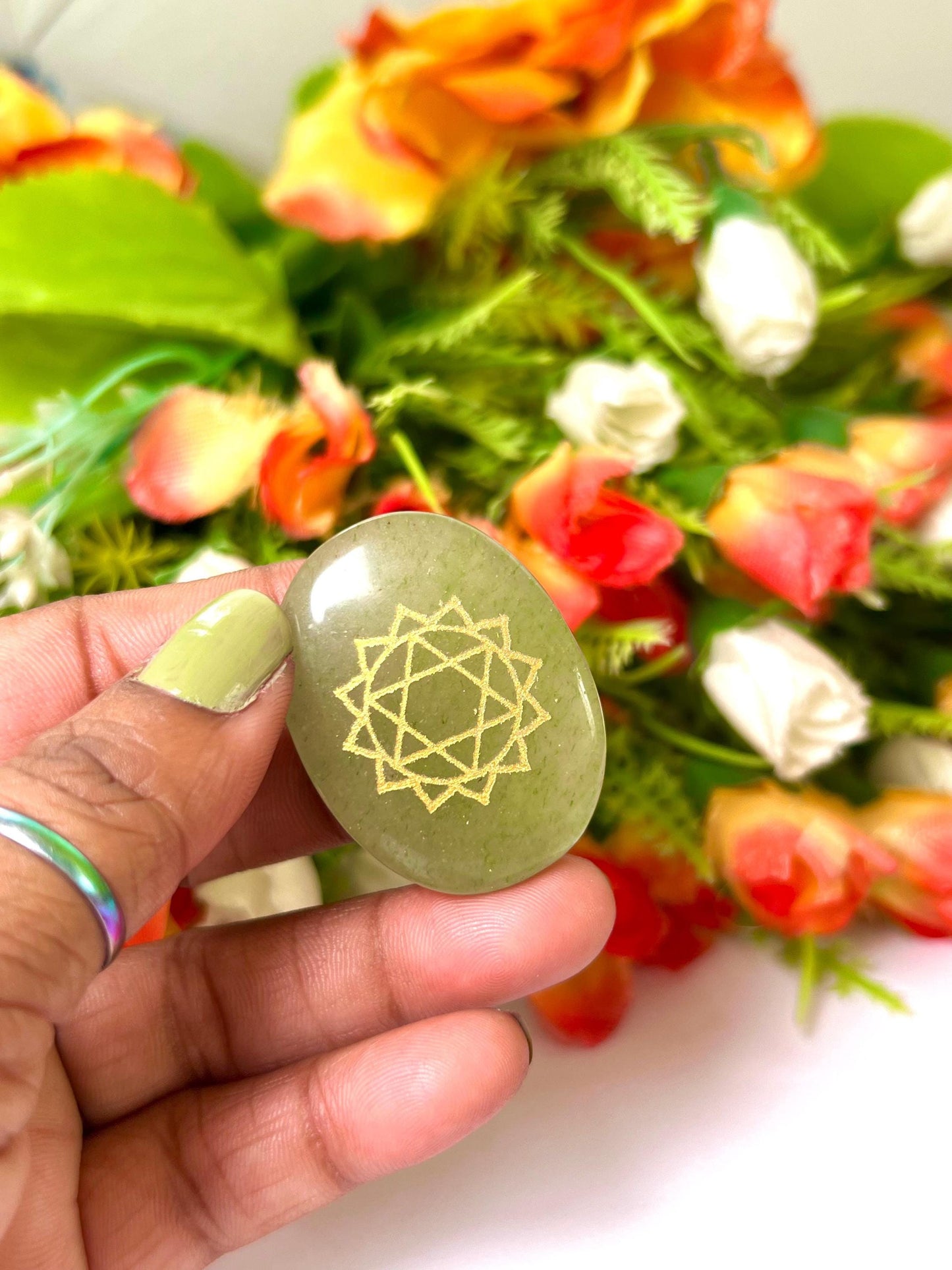 7 Seven Chakra Stones Oval Set With Switch Words, Engraved Healing Crystals Chakra Kit With Gift Pouch