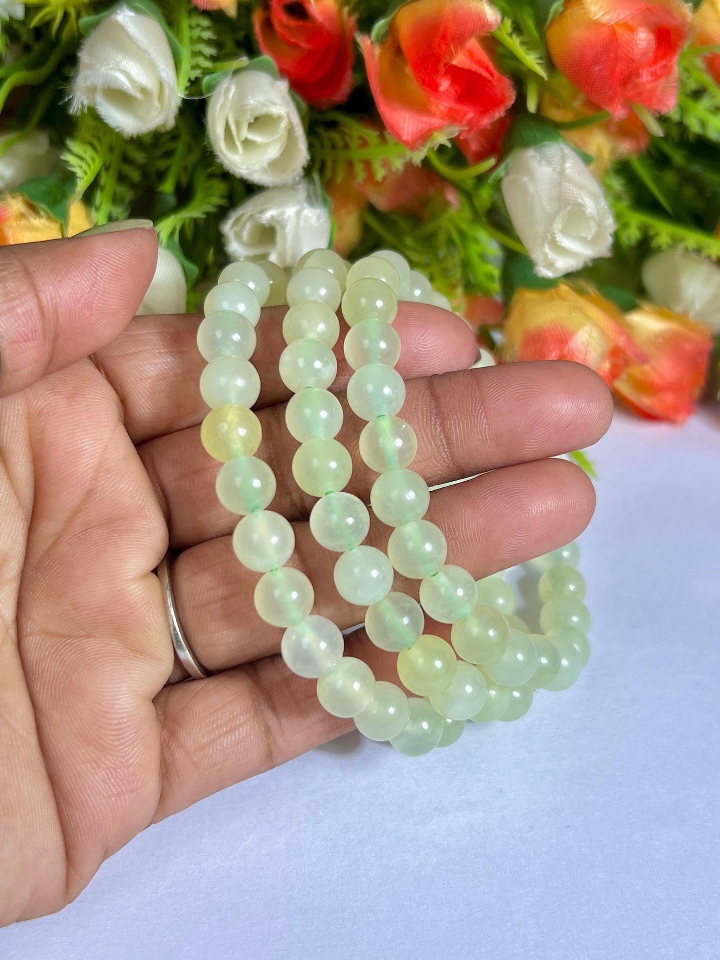 Burma Jade Stone Bracelet l Stretchable Bracelet l Unisex Bracelet l 8 MM Bracelet