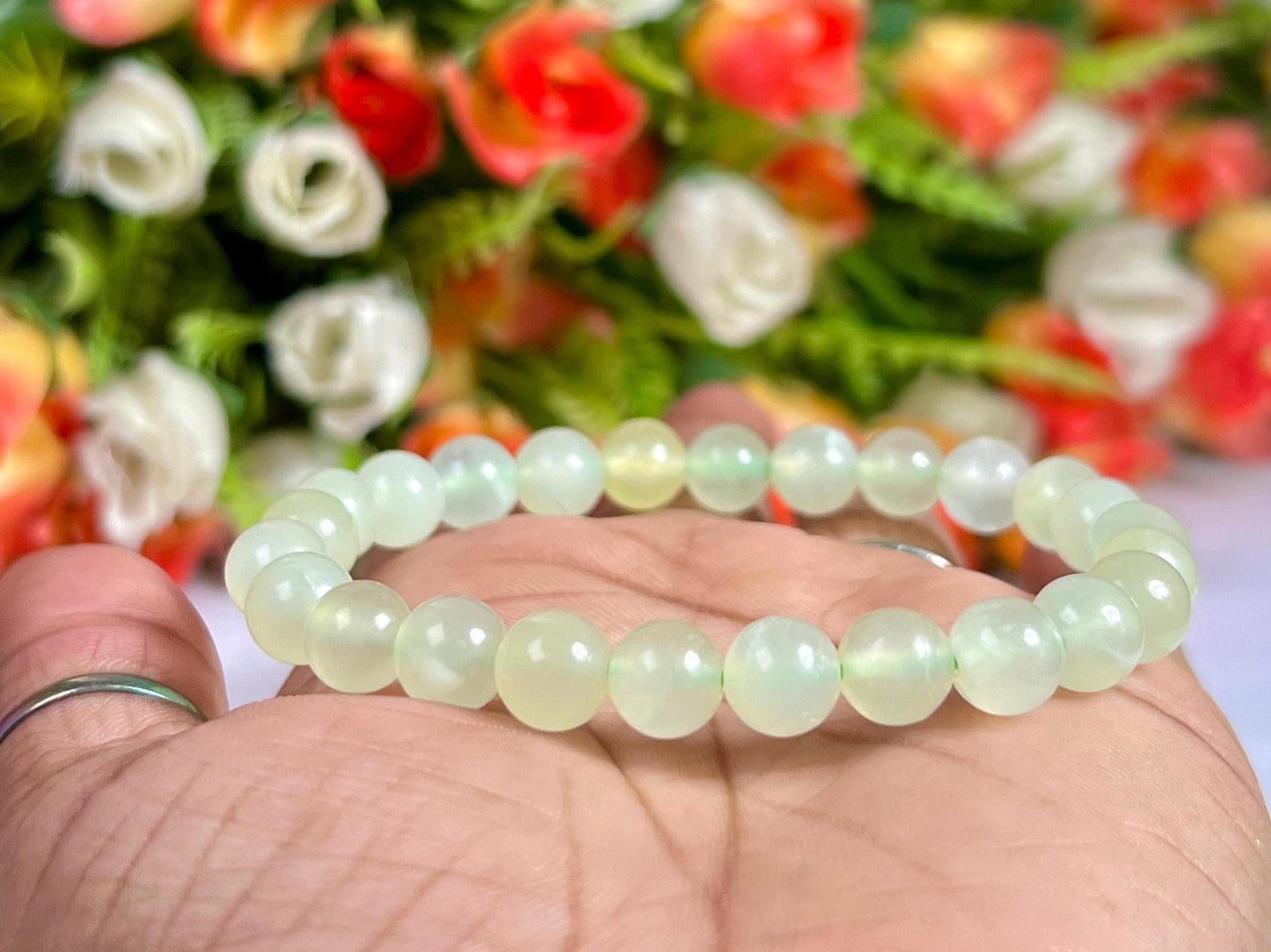 Burma Jade Stone Bracelet l Stretchable Bracelet l Unisex Bracelet l 8 MM Bracelet