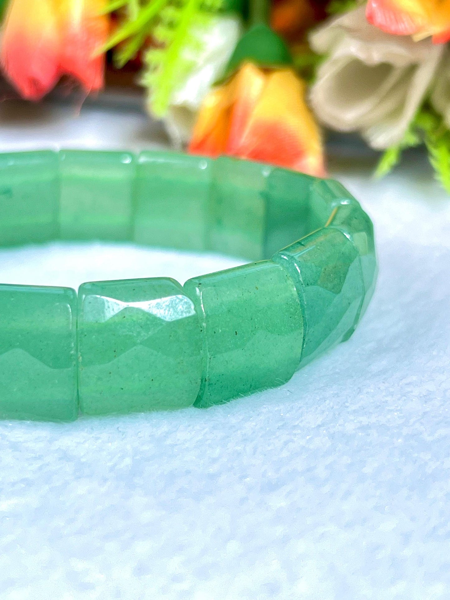 15 MM Green Aventurine Stone Bracelet l Stretchable Bracelet
