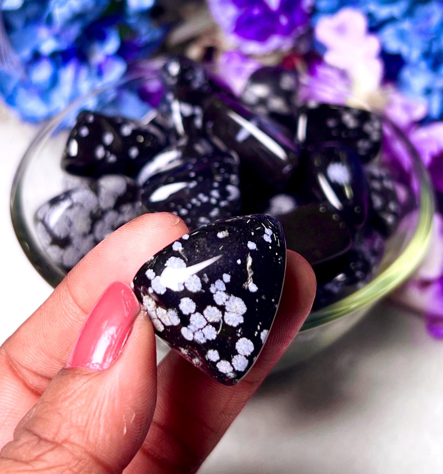 Snowflake Obsidian Stone Tumbled Stone - Spiritual Stone -Healing Crystals in pack sizes of 1,3,5, and 10 Pieces Quality AAAAA +++++