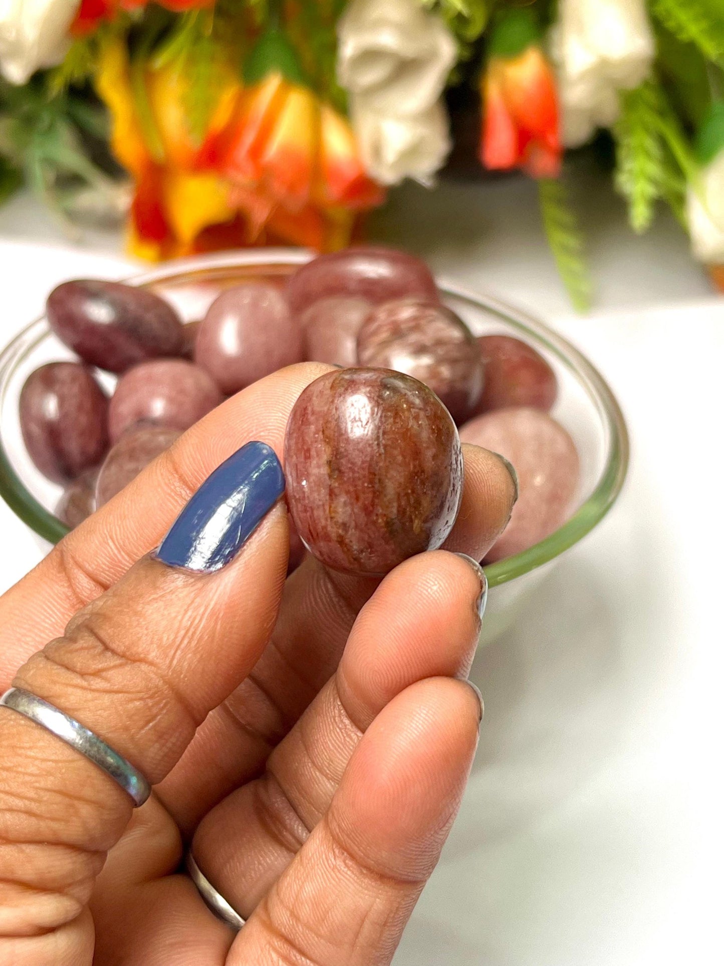 Pink Strawberry Quartz Stone Tumbled Stone - Spiritual Stone -Healing Crystals in pack sizes of 1,3,5, and 10 Pieces Quality AAAAA +++++