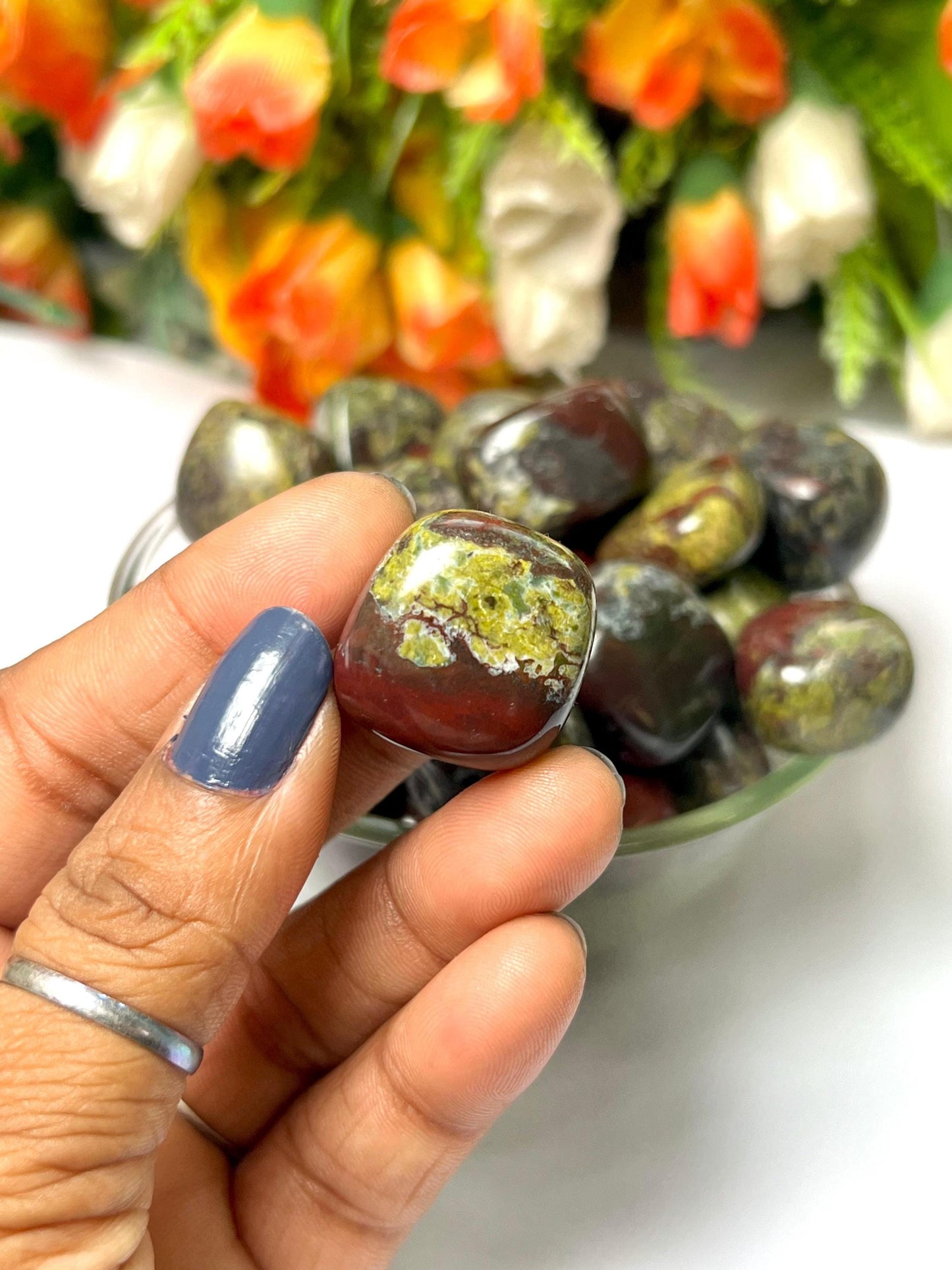 Dragon Blood Stone Tumbled Stone - Spiritual Stone -Healing Crystals in pack sizes of 1,3,5, and 10 Pieces Quality AAAAA +++++