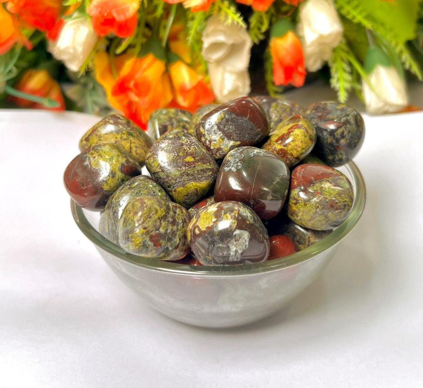 Dragon Blood Stone Tumbled Stone - Spiritual Stone -Healing Crystals in pack sizes of 1,3,5, and 10 Pieces Quality AAAAA +++++