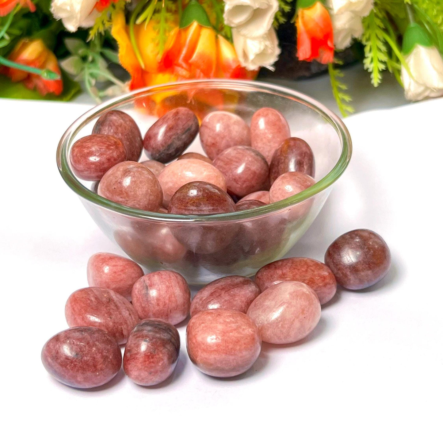 Pink Strawberry Quartz Stone Tumbled Stone - Spiritual Stone -Healing Crystals in pack sizes of 1,3,5, and 10 Pieces Quality AAAAA +++++