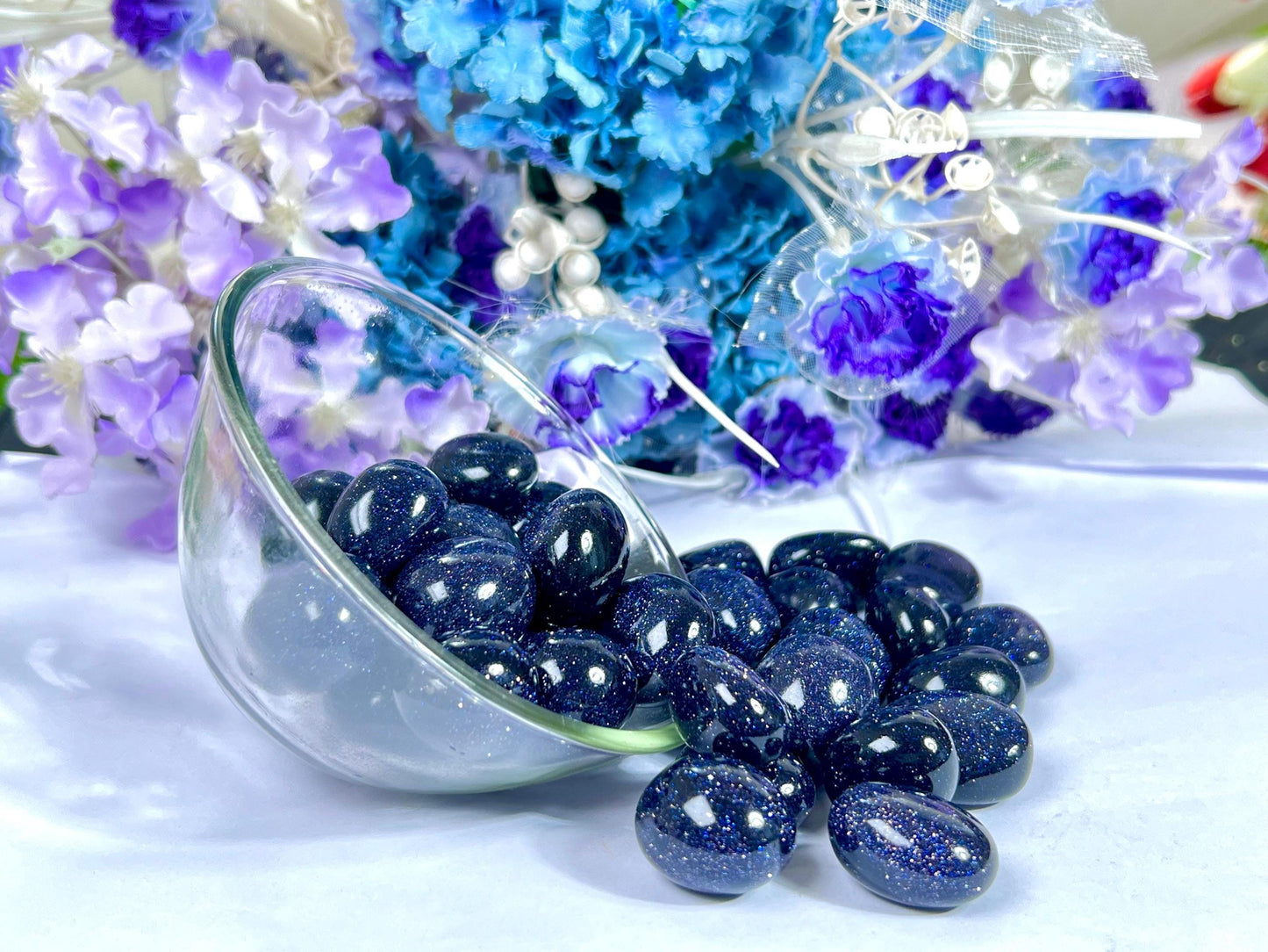 Blue Goldstone Sun Sitara Tumbled Stone - Spiritual Stone -Healing Crystals in pack sizes of 1,3,5, and 10 Pieces Quality AAAAA +++++