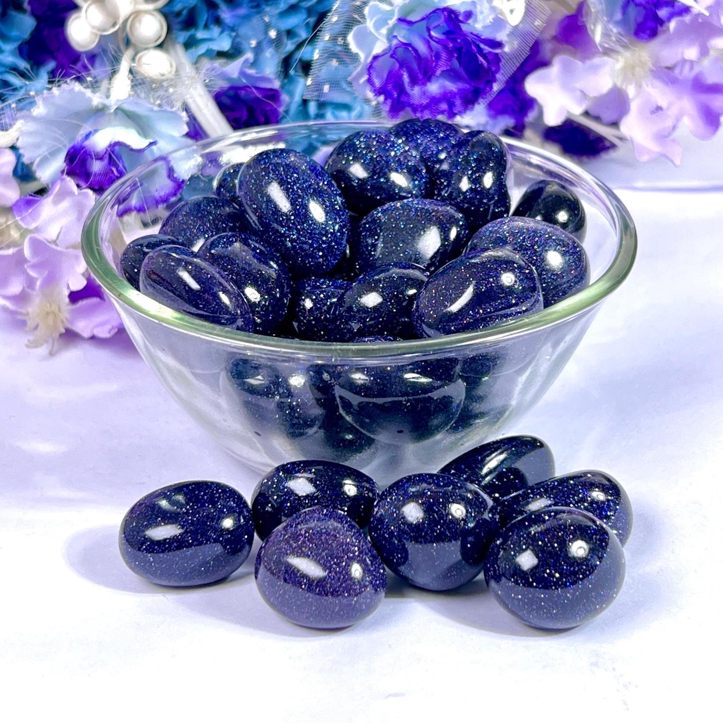 Blue Goldstone Sun Sitara Tumbled Stone - Spiritual Stone -Healing Crystals in pack sizes of 1,3,5, and 10 Pieces Quality AAAAA +++++