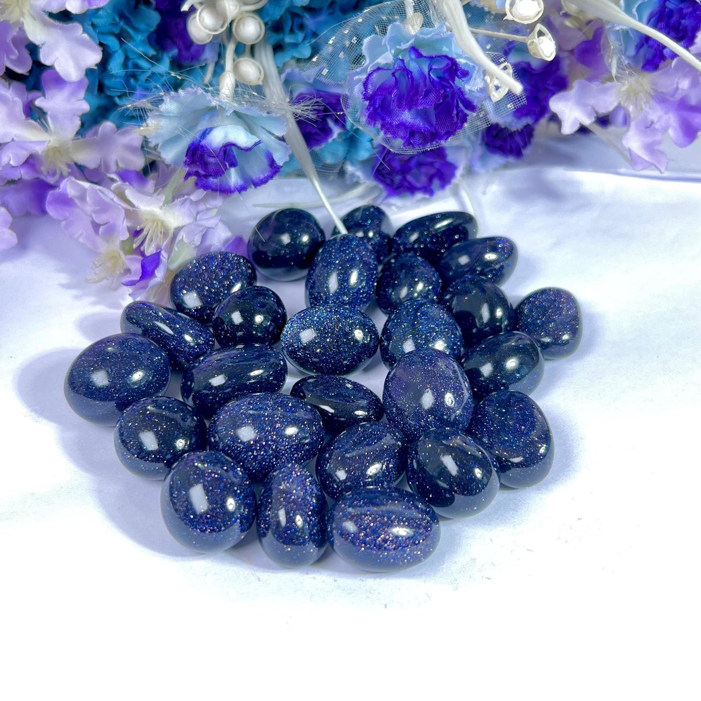 Blue Goldstone Sun Sitara Tumbled Stone - Spiritual Stone -Healing Crystals in pack sizes of 1,3,5, and 10 Pieces Quality AAAAA +++++