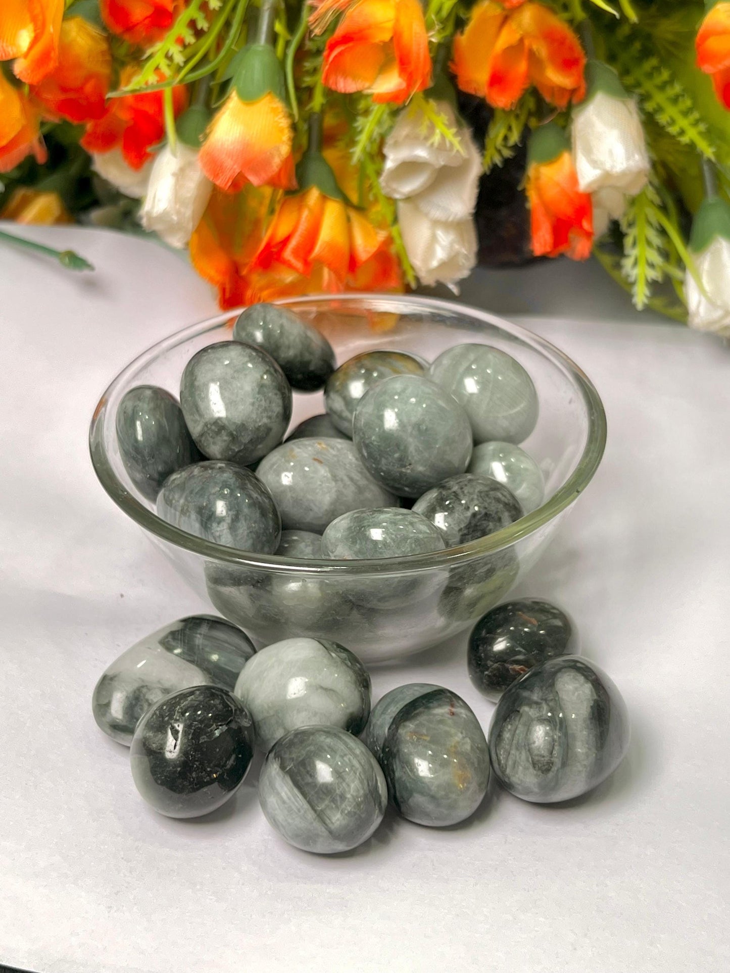 Gray Cat's Eye Stone Tumbled Stone - Spiritual Stone -Healing Crystals in pack sizes of 1,3,5, and 10 Pieces Quality AAAAA +++++