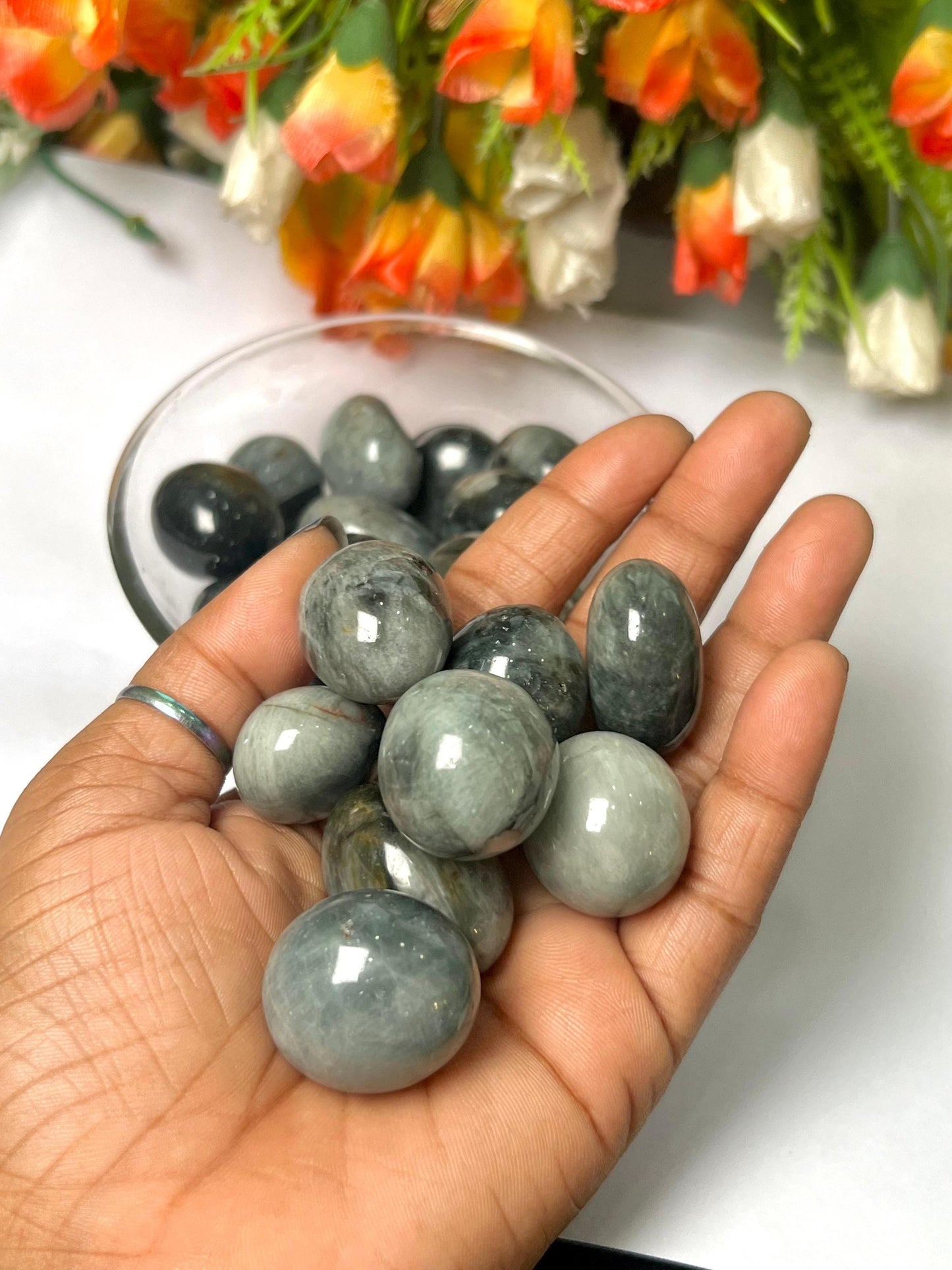 Gray Cat's Eye Stone Tumbled Stone - Spiritual Stone -Healing Crystals in pack sizes of 1,3,5, and 10 Pieces Quality AAAAA +++++