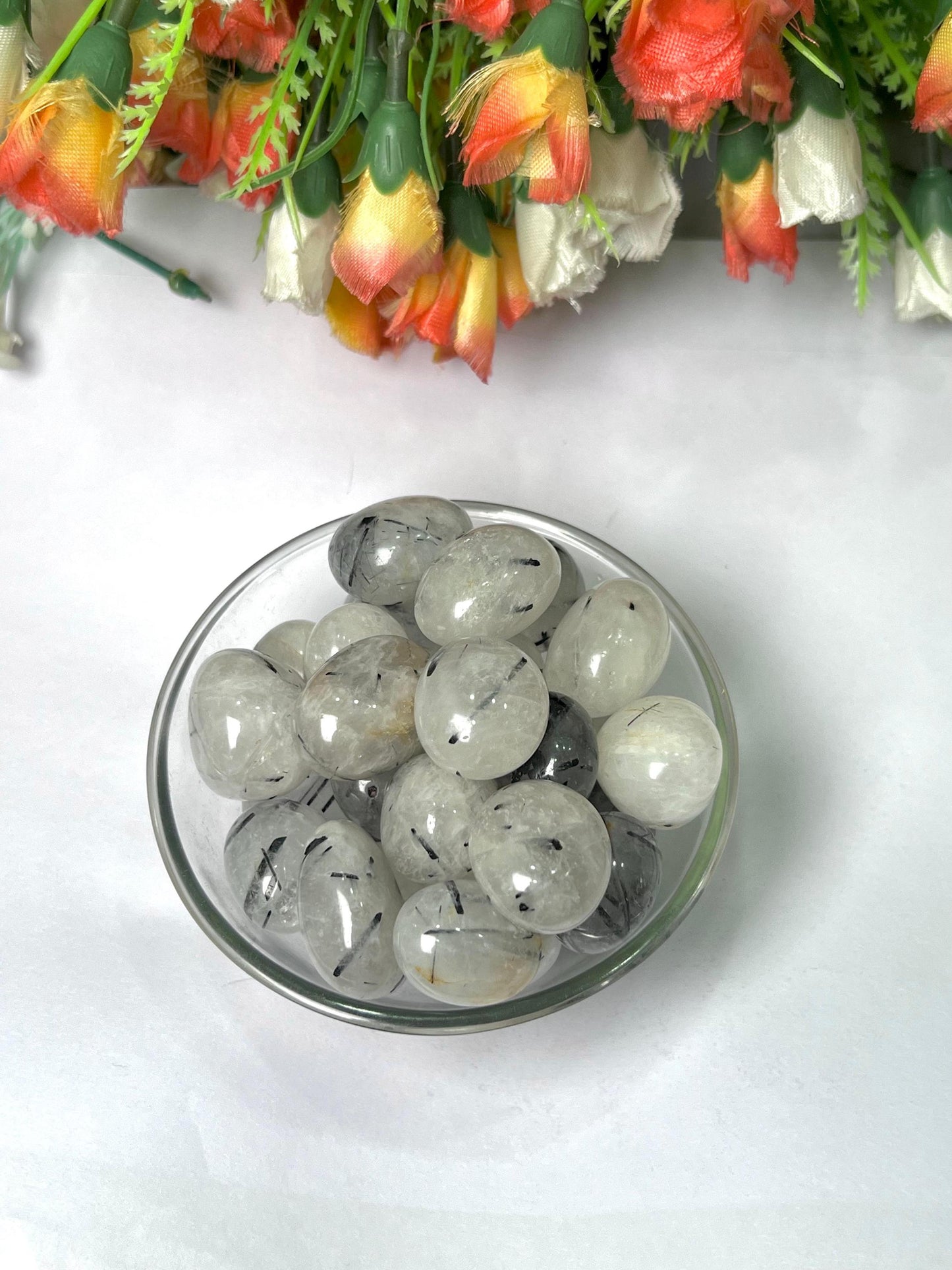 Tourmalated Quartz Stone Tumbled Stone - Spiritual Stone -Healing Crystals in pack sizes of 1,3,5, and 10 Pieces Quality AAAAA +++++