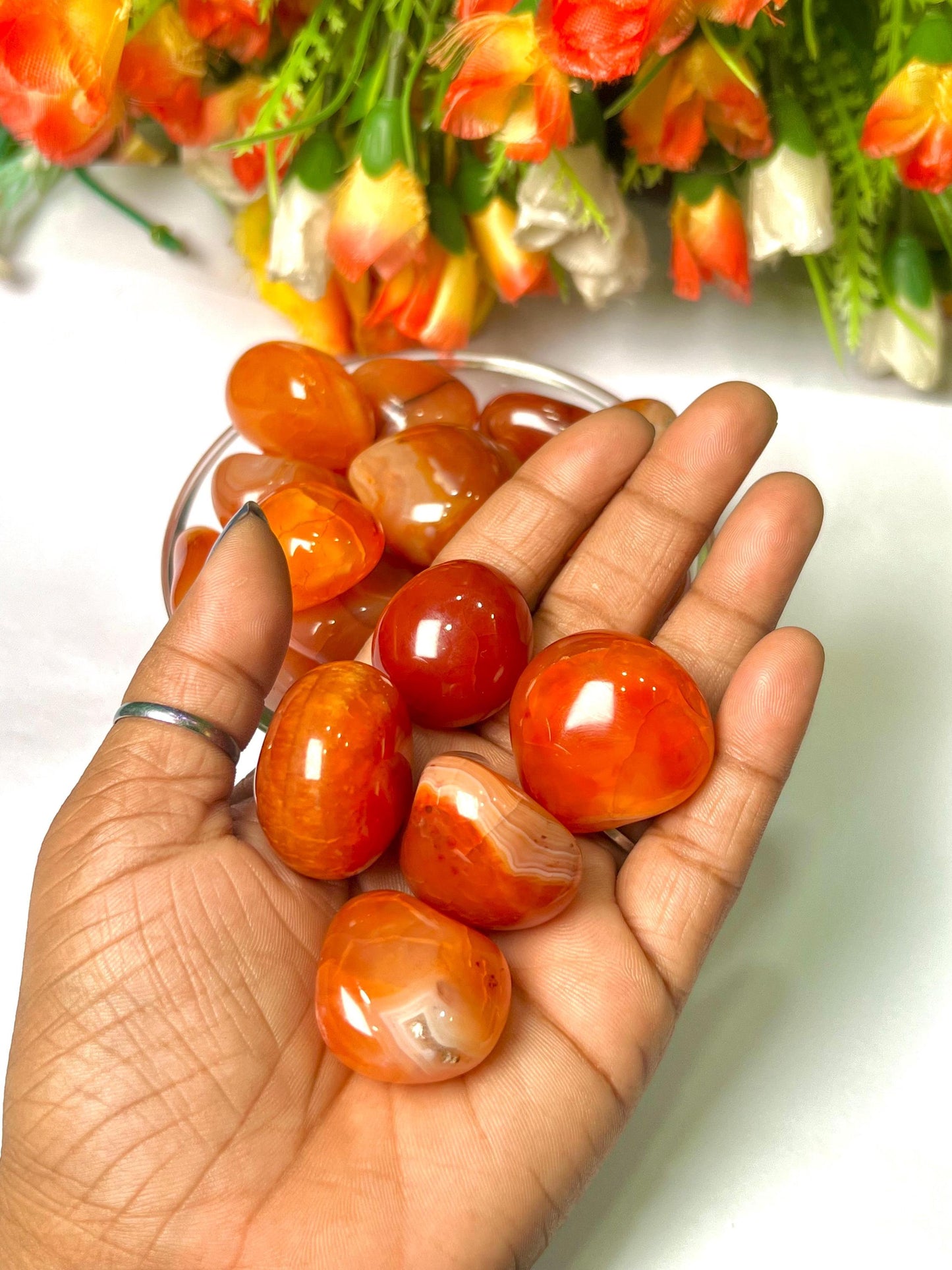 Carnelian Stone Tumbled Stone - Spiritual Stone -Healing Crystals in pack sizes of 1,3,5, and 10 Pieces Quality AAAAA +++++