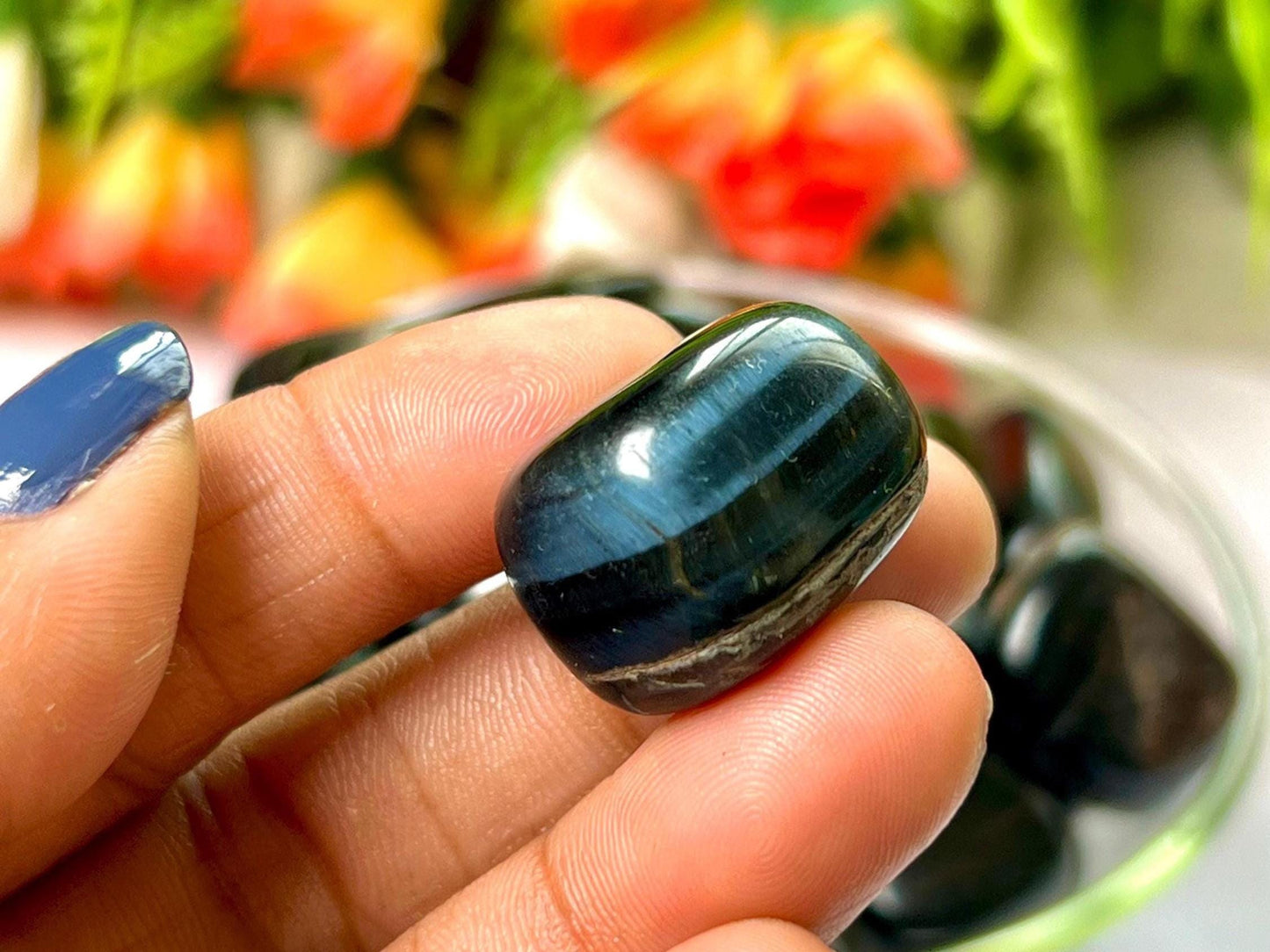 Blue Tiger Eye Stone Tumbled Stone - Spiritual Stone -Healing Crystals in pack sizes of 1,3,5, and 10 Pieces Quality AAAAA +++++